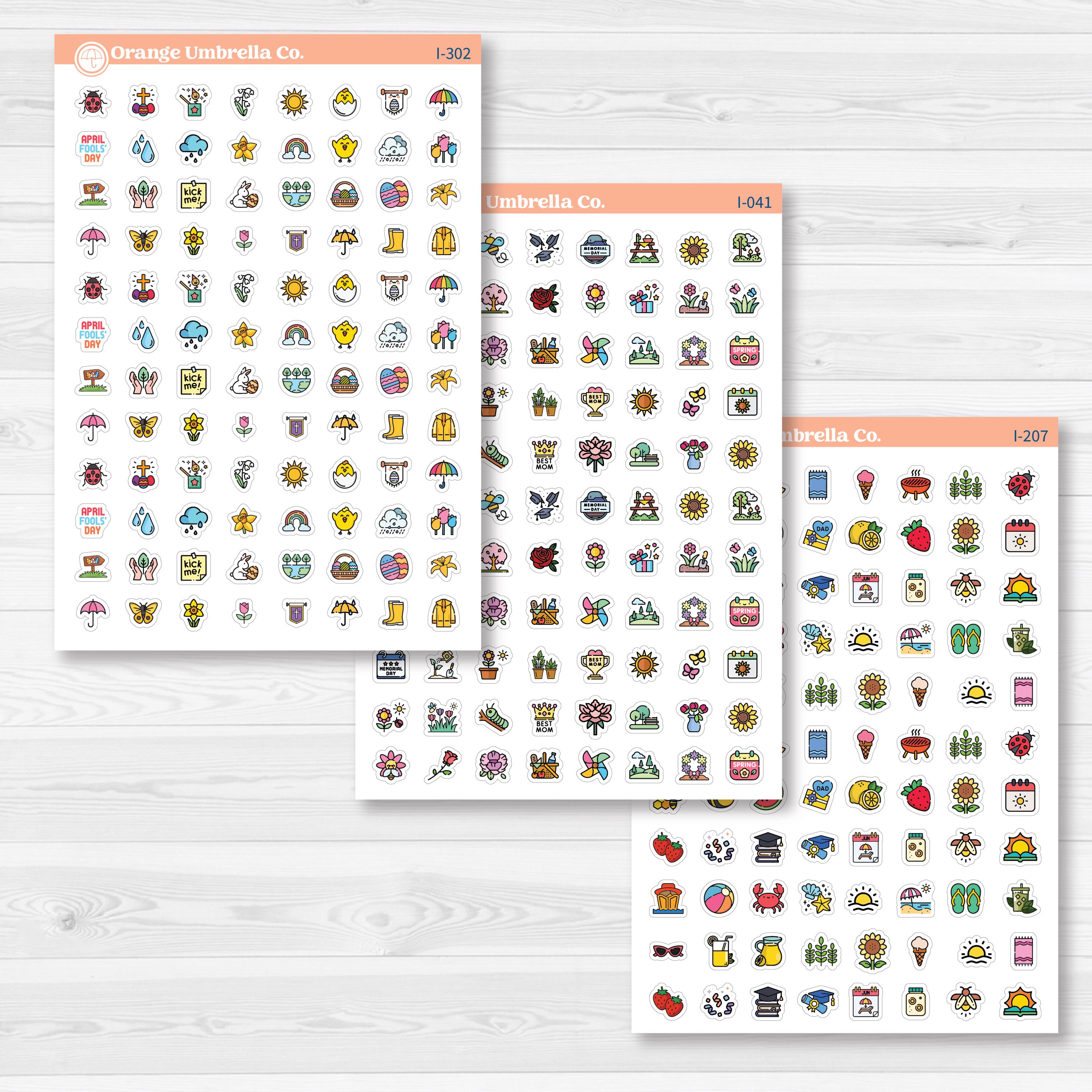 Monthly Holiday Planner Icons Bundle | Year Round Planner Stickers | BU-264