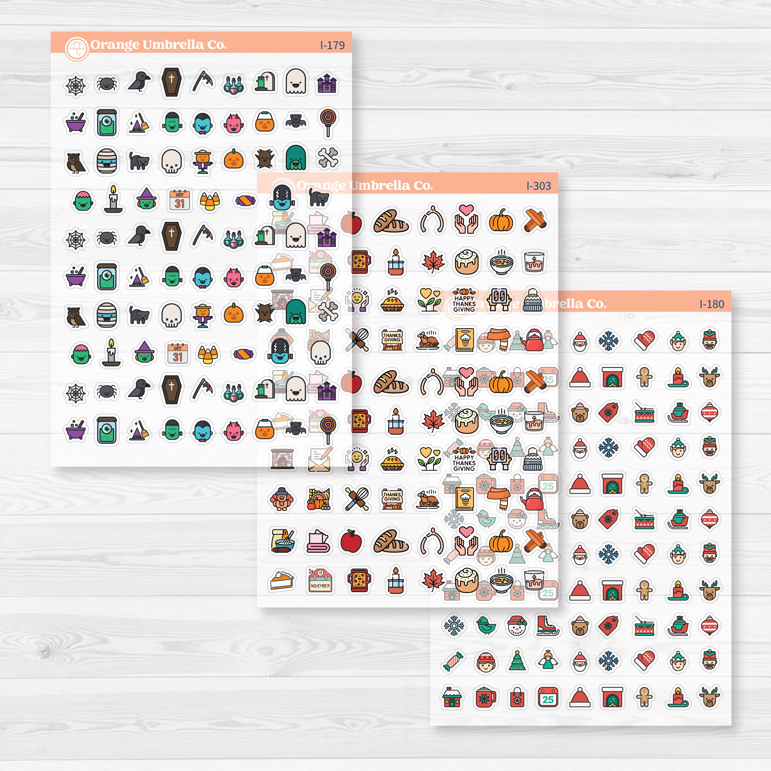 Monthly Holiday Planner Icons Bundle Clear Matte | Year Round Planner Stickers | BU-264-CM