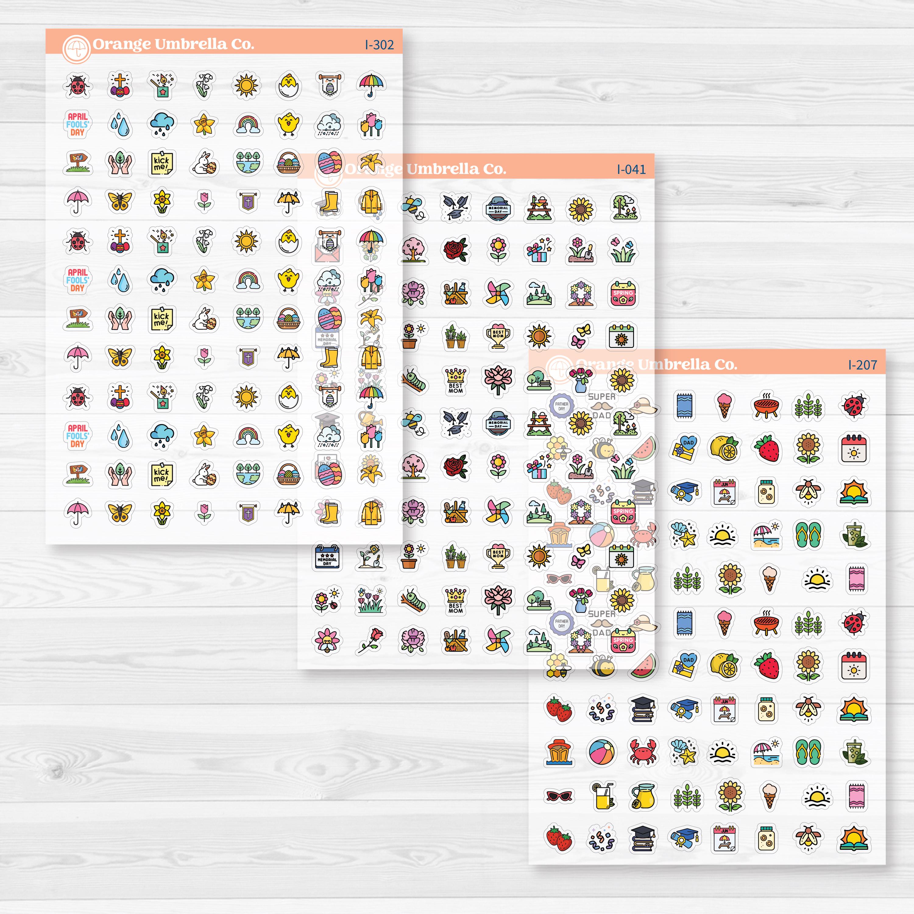 Monthly Holiday Planner Icons Bundle Clear Matte | Year Round Planner Stickers | BU-264-CM