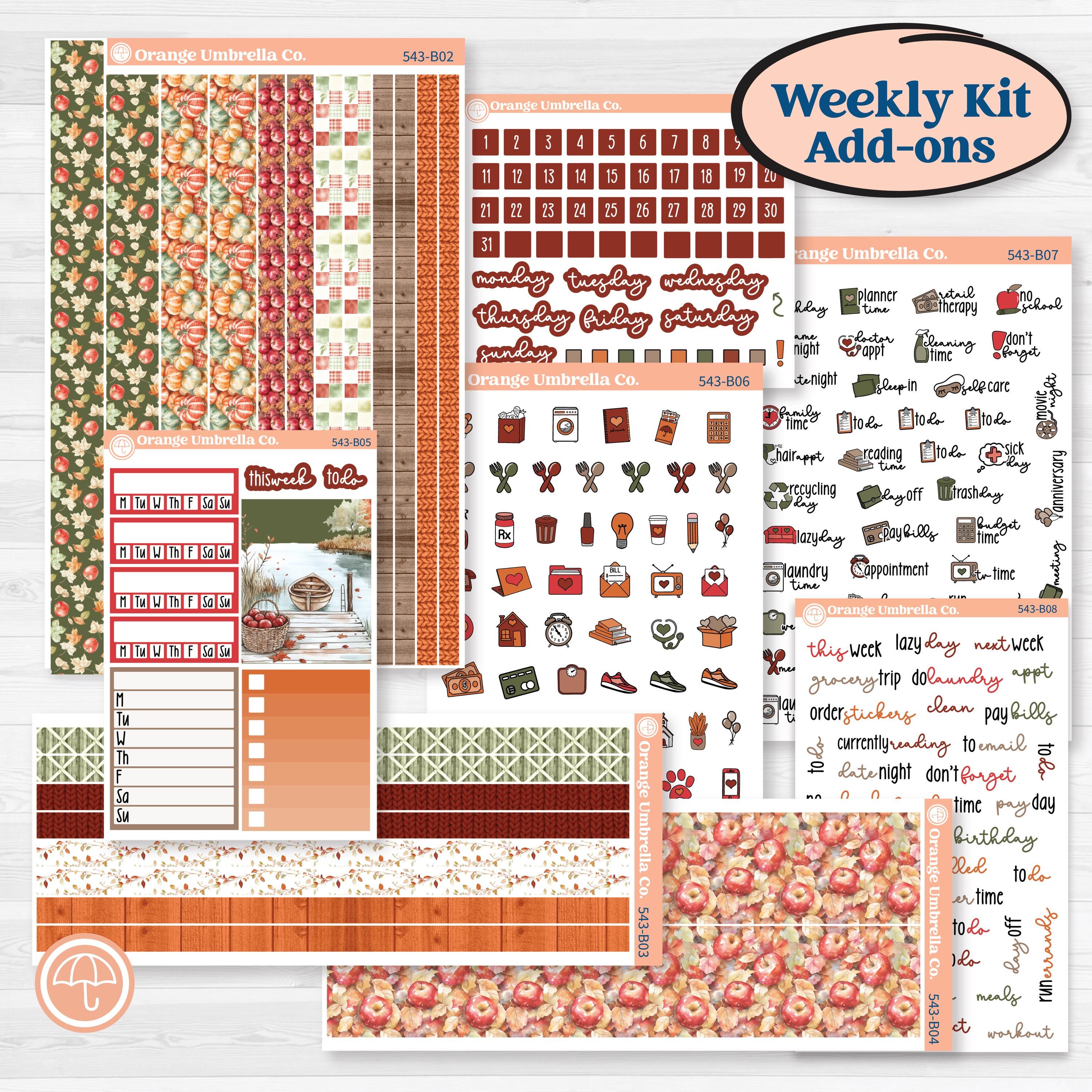 Apple Harvest Planner Kit | Weekly Add-On Planner Kit Stickers | Apple Crisp | KIT-543-B