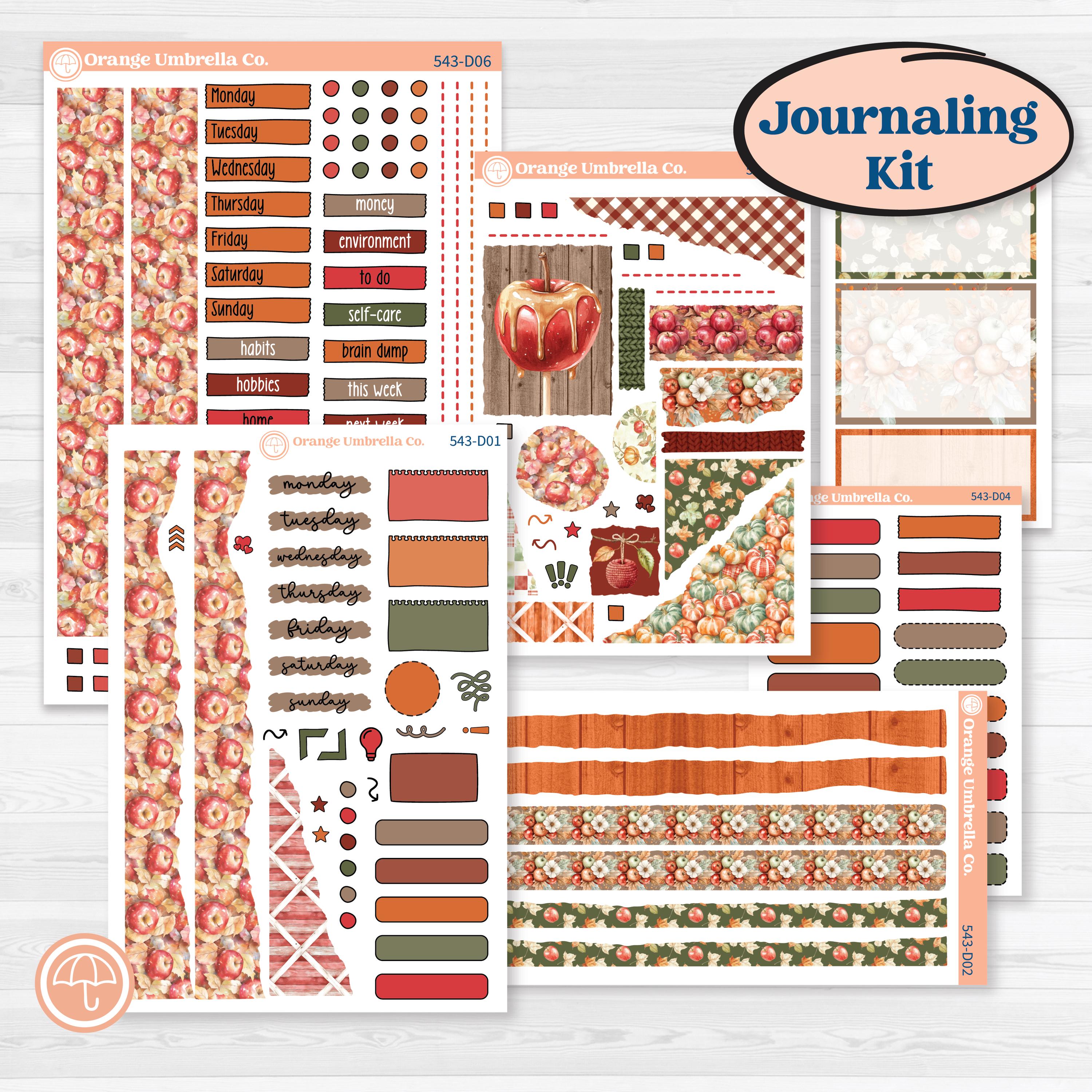 Apple Harvest Planner Kit | Journaling or Scrapbooking Kit | Creative Junk Journal Planner Stickers | Apple Crisp | KIT-543-D