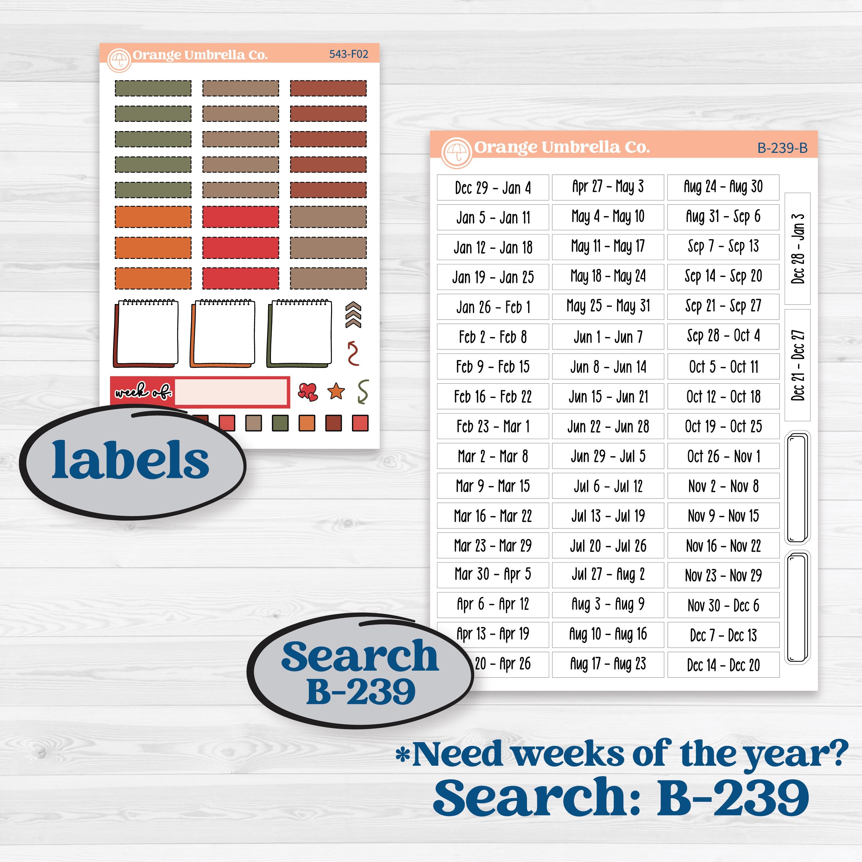 Apple Harvest Planner Kit | Hobonichi Weeks Weekly Planner Kit Stickers | Apple Crisp | KIT-543-F