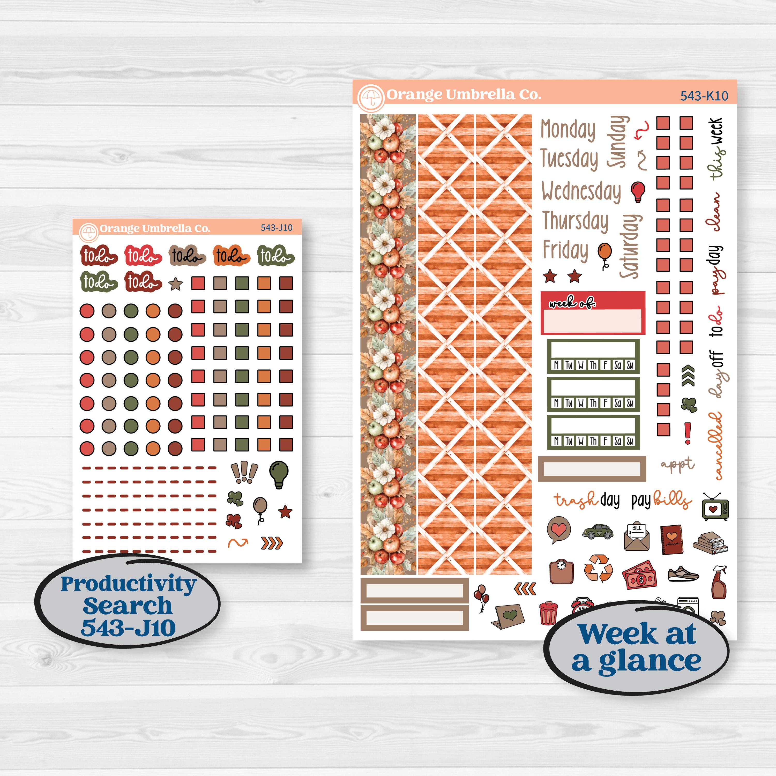 Apple Harvest Planner Kit | 7x9 Erin Condren Daily Duo Planner Kit Stickers | Apple Crisp | KIT-543-K