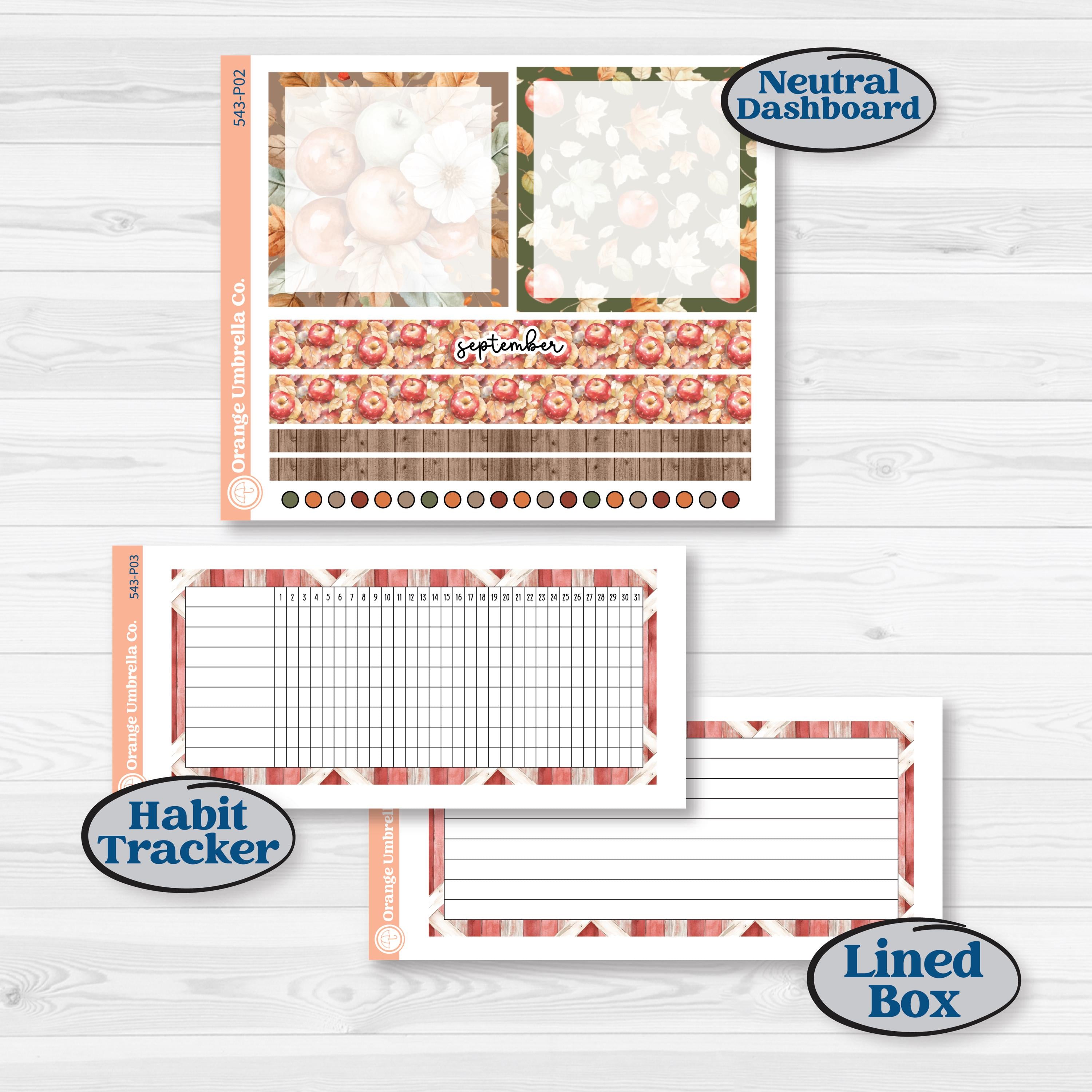 Apple Harvest Planner Kit | A5 Plum Monthly & Dashboard Planner Kit Stickers | Apple Crisp | KIT-543-P