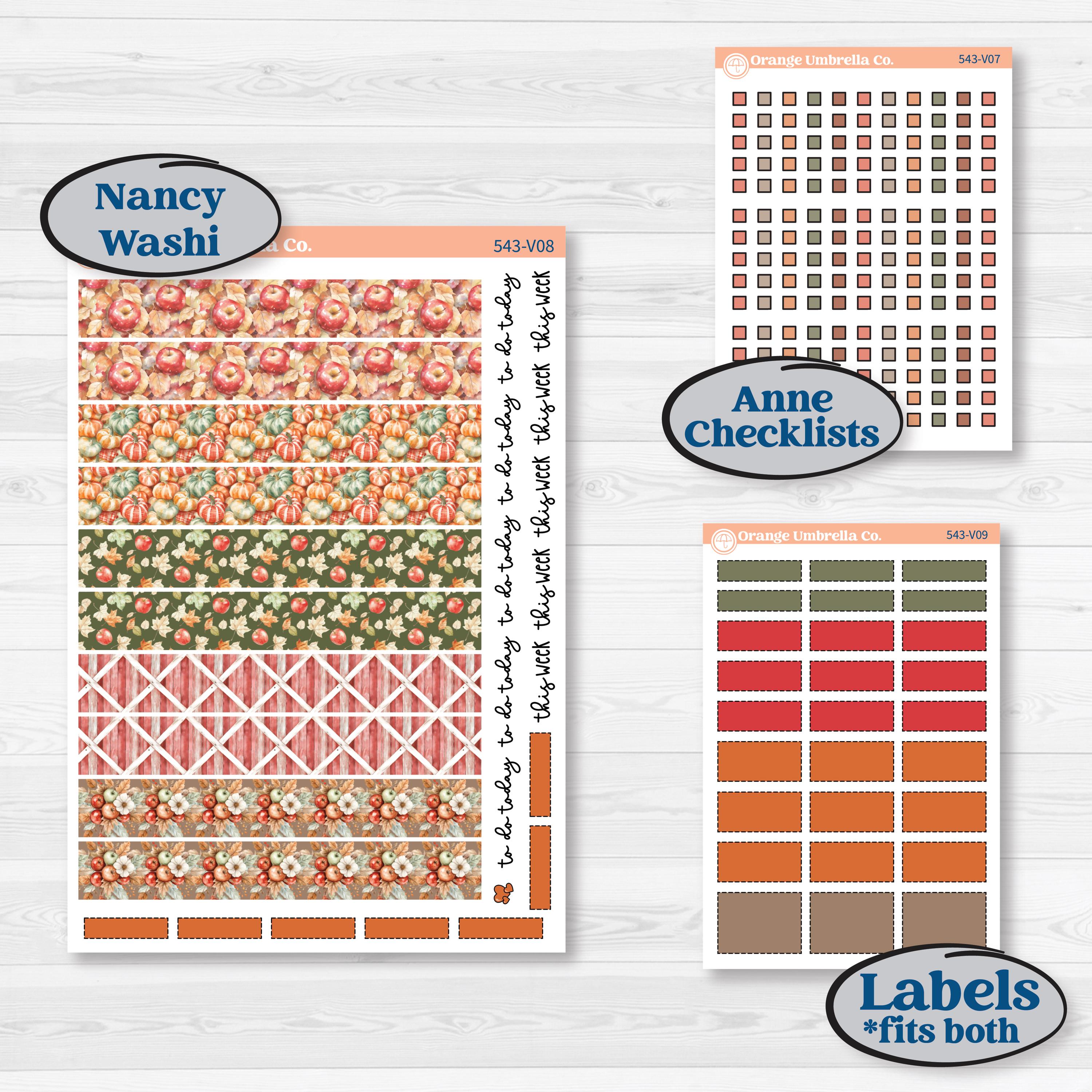 Apple Harvest Planner Kit | Laurel Denise Nancy Large & Anne Large Planner Kit Stickers | Apple Crisp | KIT-543-V
