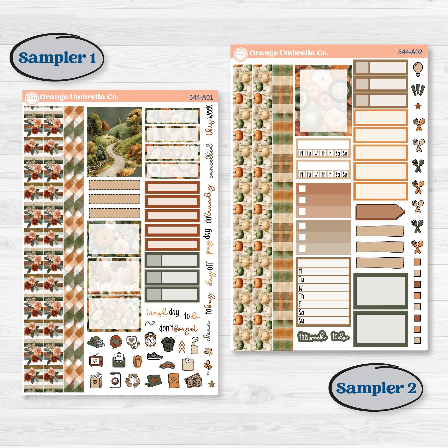 Autumn Woodland Planner Kit | Weekly Sticker Kit for Vertical Planners like Erin Condren | Autumn Stroll | KIT-544-A
