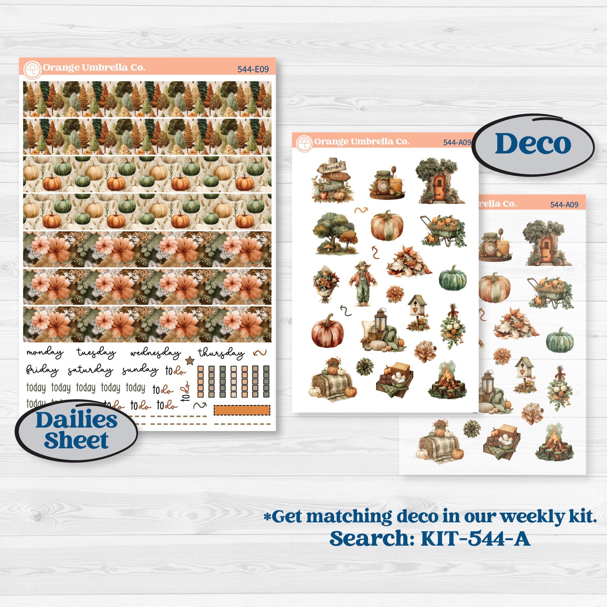 Autumn Woodland Planner Kit | Hobonichi Cousin Weekly & Daily Planner Kit Stickers | Autumn Stroll | KIT-544-E