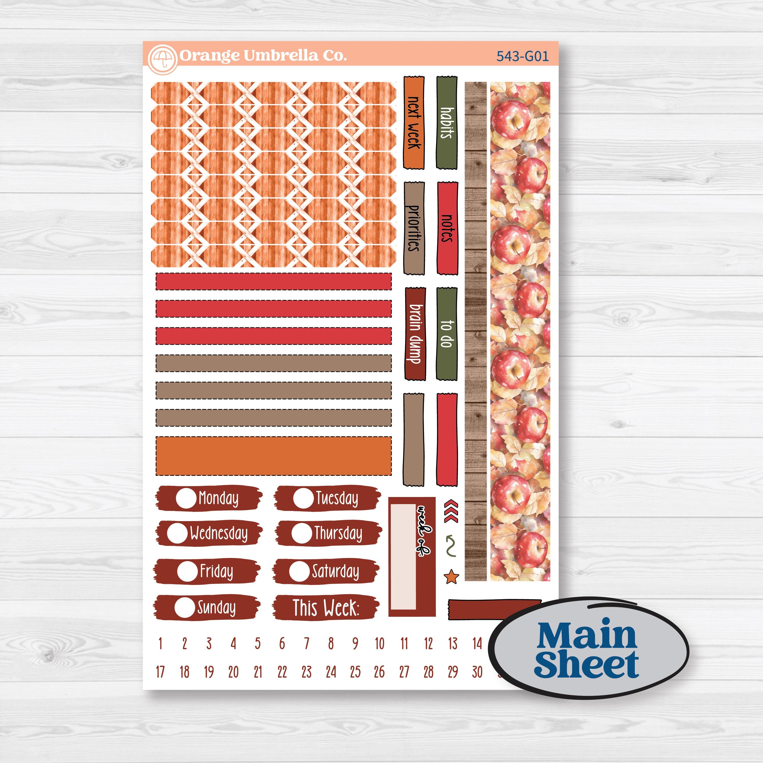 Apple Harvest Planner Kit | Erin Condren 7x9 Weekly Dashboard Planner Kit Stickers | Apple Crisp | KIT-543-G
