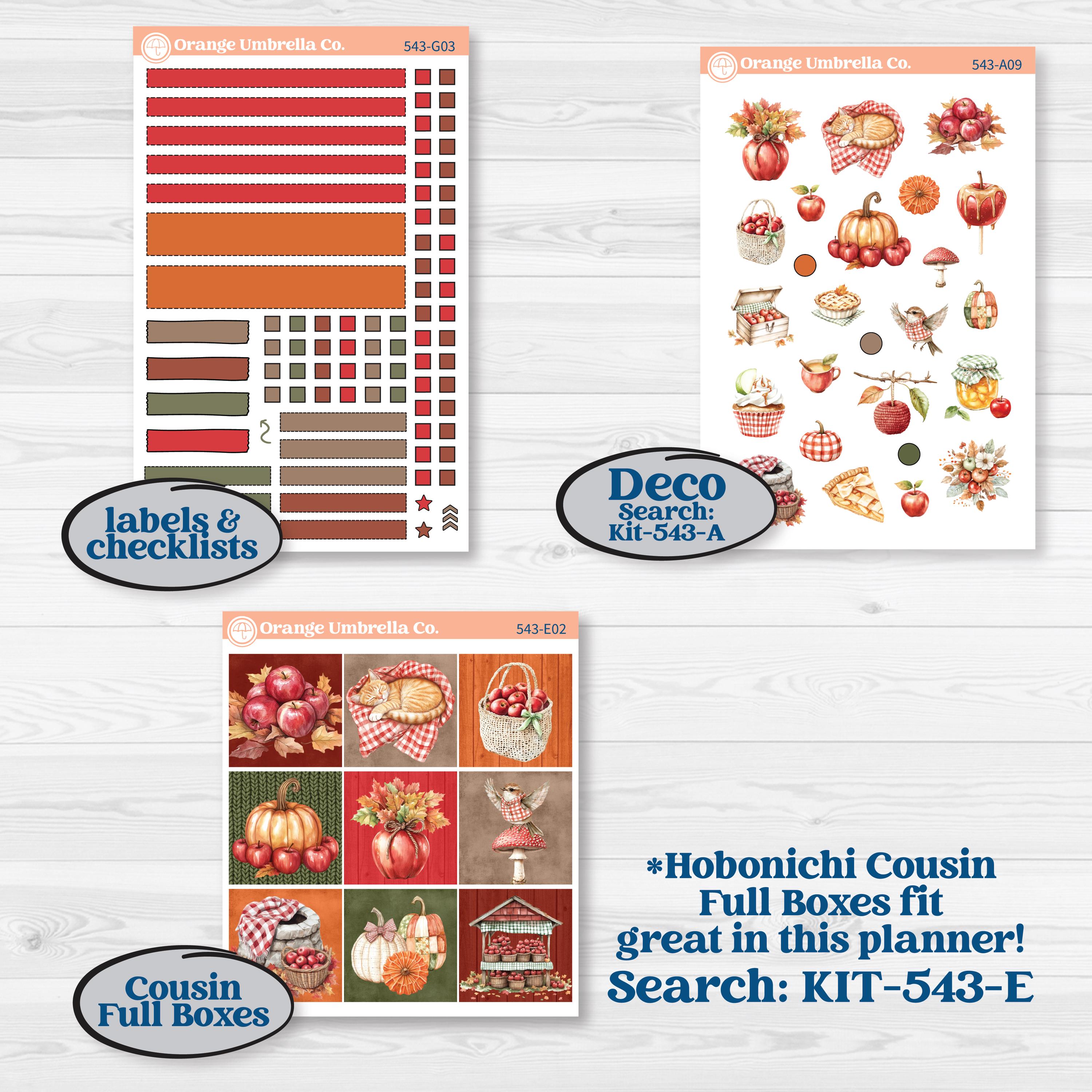 Apple Harvest Planner Kit | Erin Condren 7x9 Weekly Dashboard Planner Kit Stickers | Apple Crisp | KIT-543-G
