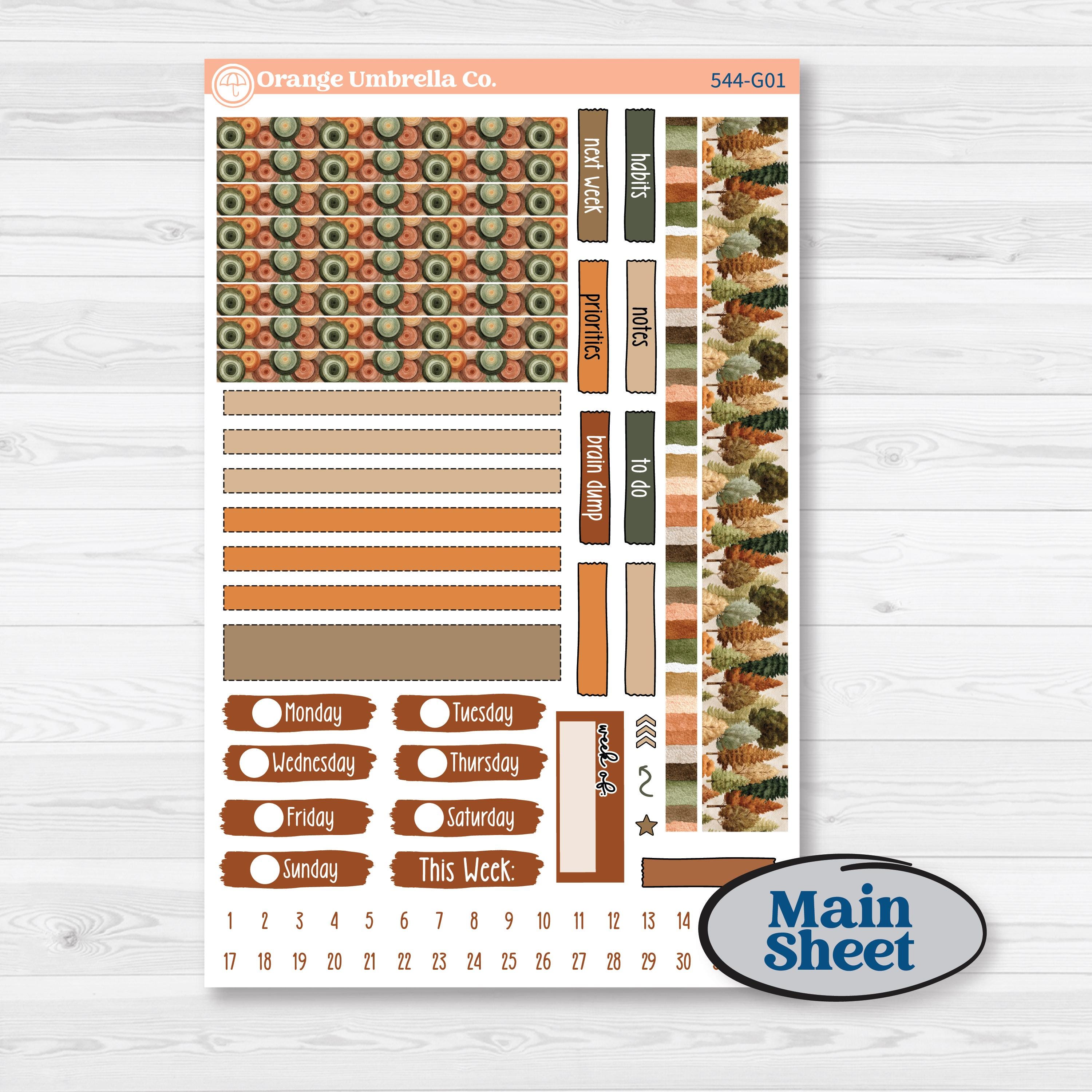 Autumn Woodland Planner Kit | Erin Condren 7x9 Weekly Dashboard Planner Kit Stickers | Autumn Stroll | KIT-544-G