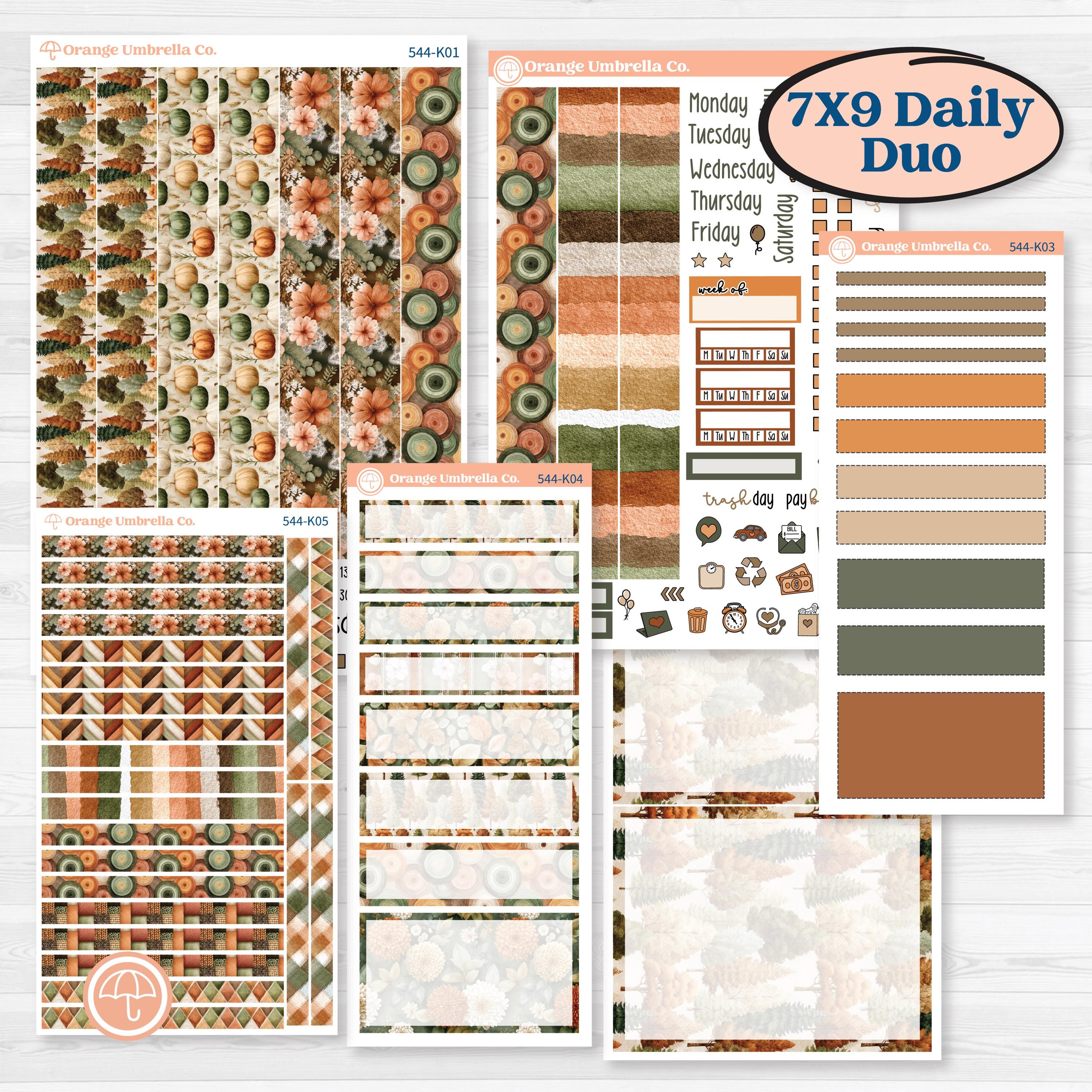 Autumn Woodland Planner Kit | 7x9 Erin Condren Daily Duo Planner Kit Stickers | Autumn Stroll | KIT-544-K