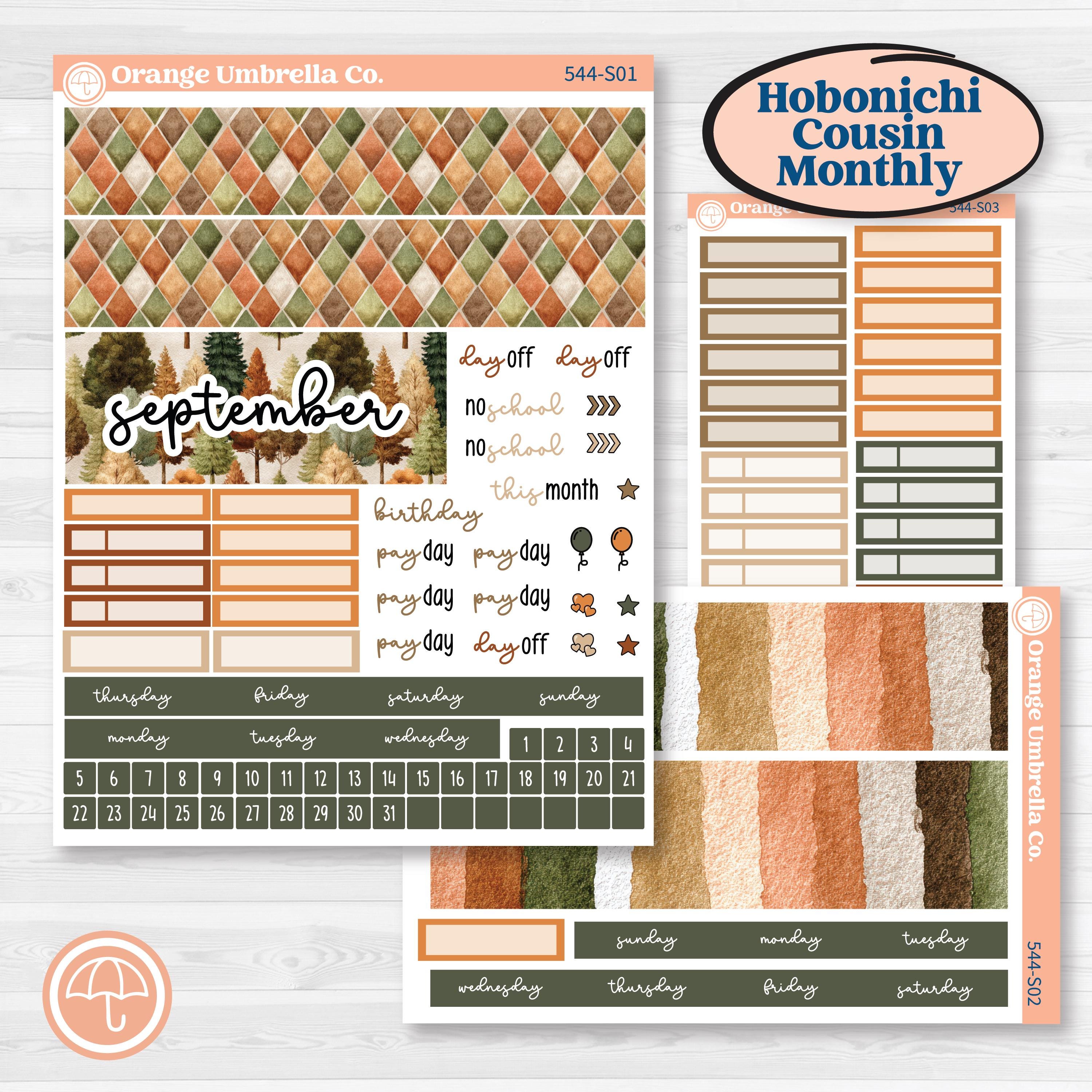 Autumn Woodland Planner Kit | Hobonichi Cousin Monthly Planner Kit Stickers | Autumn Stroll | KIT-544-S