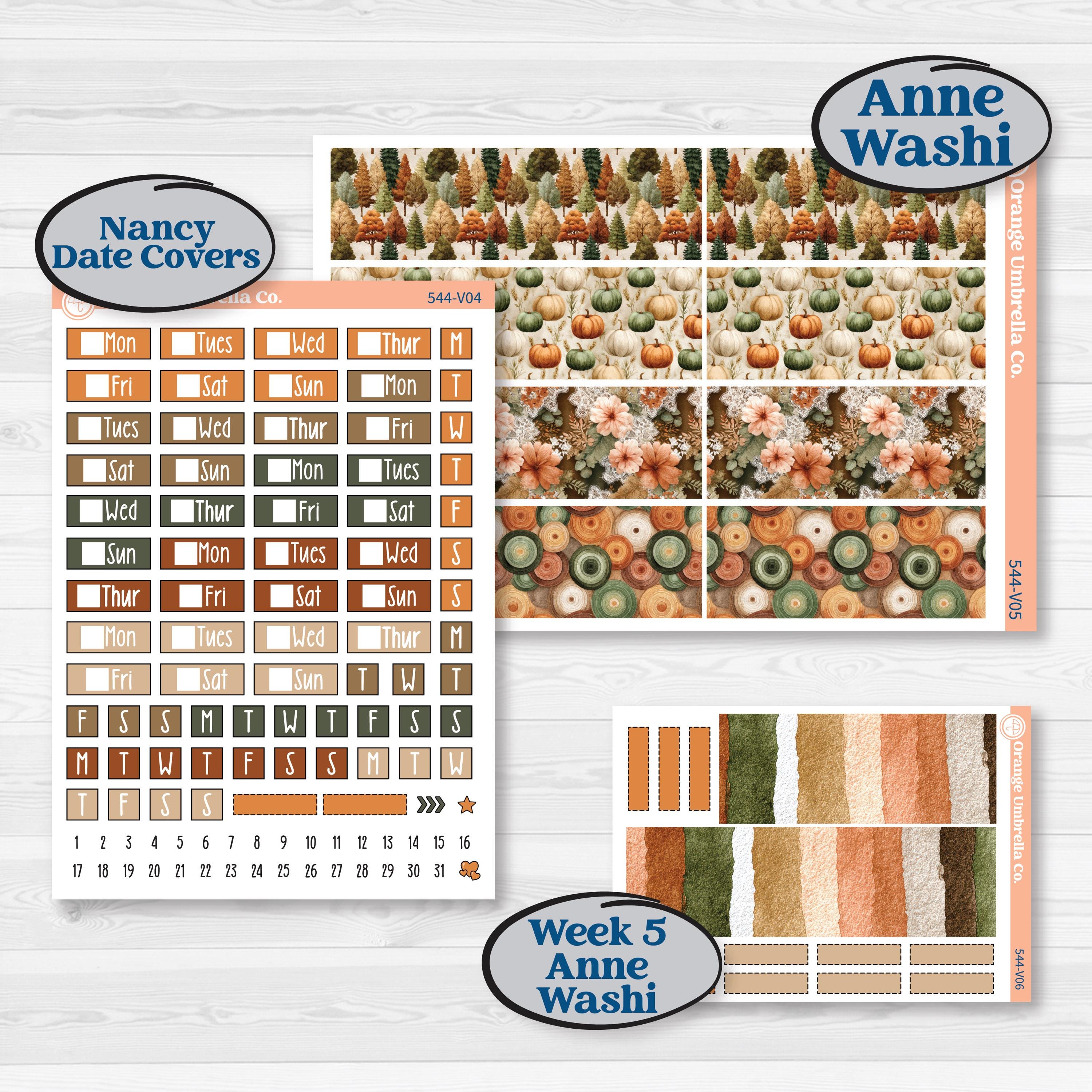 Autumn Woodland Planner Kit | Laurel Denise Nancy Large & Anne Large Planner Kit Stickers | Autumn Stroll | KIT-544-V
