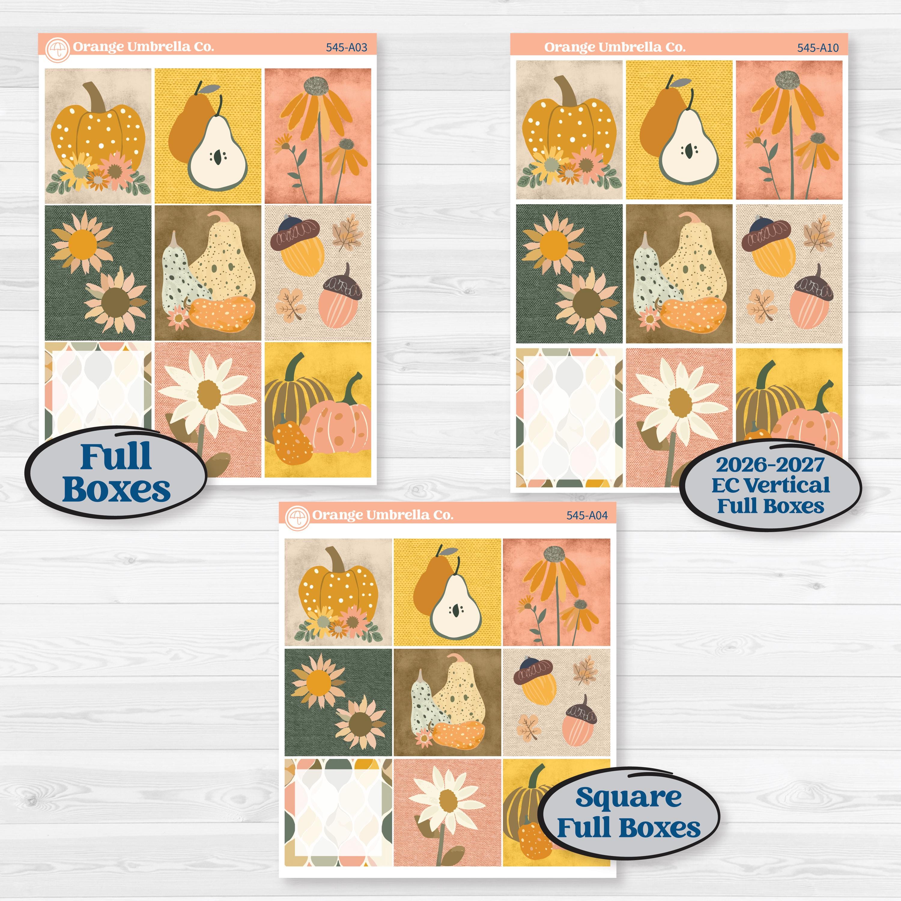 Pumpkin Patch Stickers | Weekly Sticker Kit for Vertical Planners like Erin Condren | Oh My Gourd | KIT-545-A