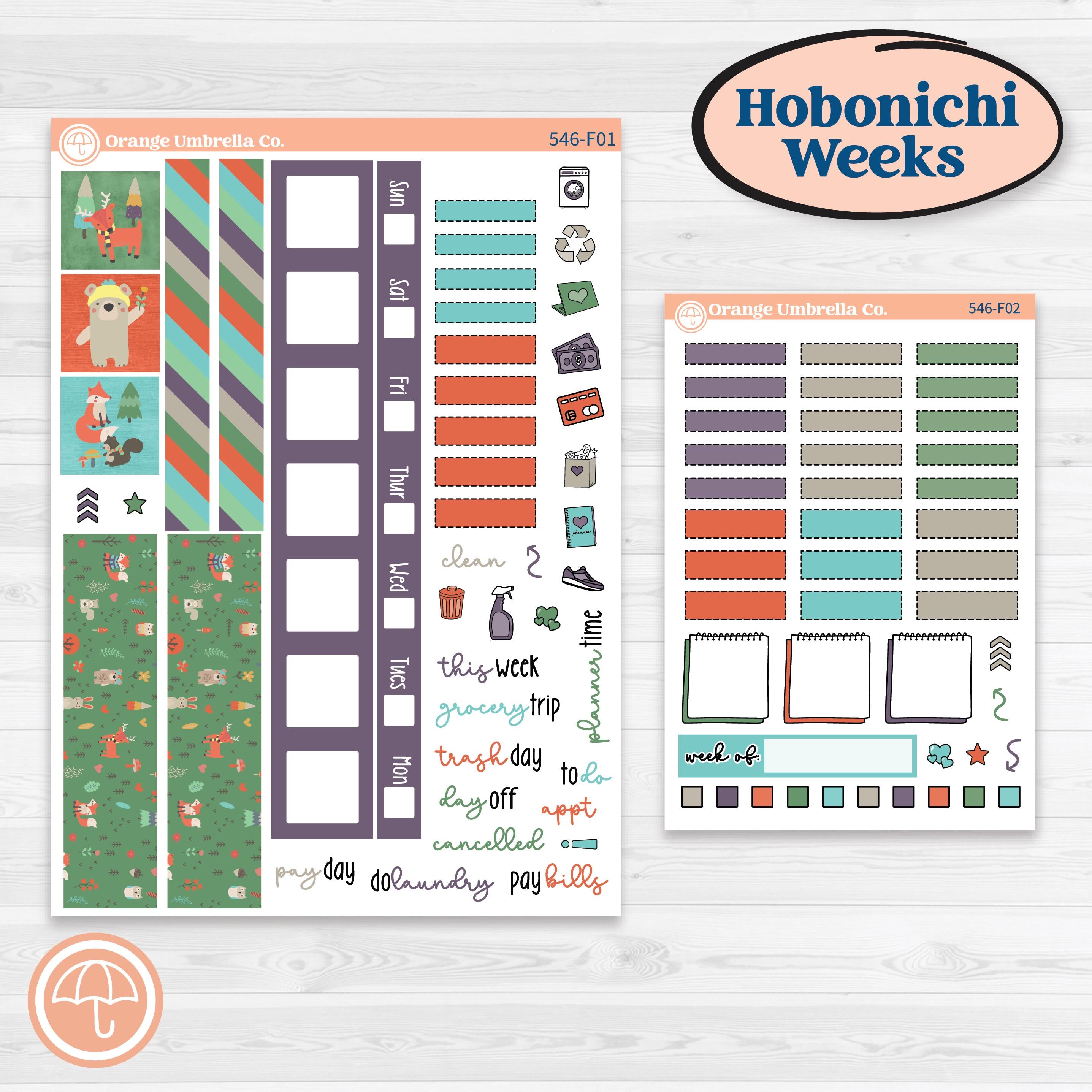 Woodland Animals Kit | Hobonichi Weeks Weekly Planner Kit Stickers | Forest Fluffs | KIT-546-F