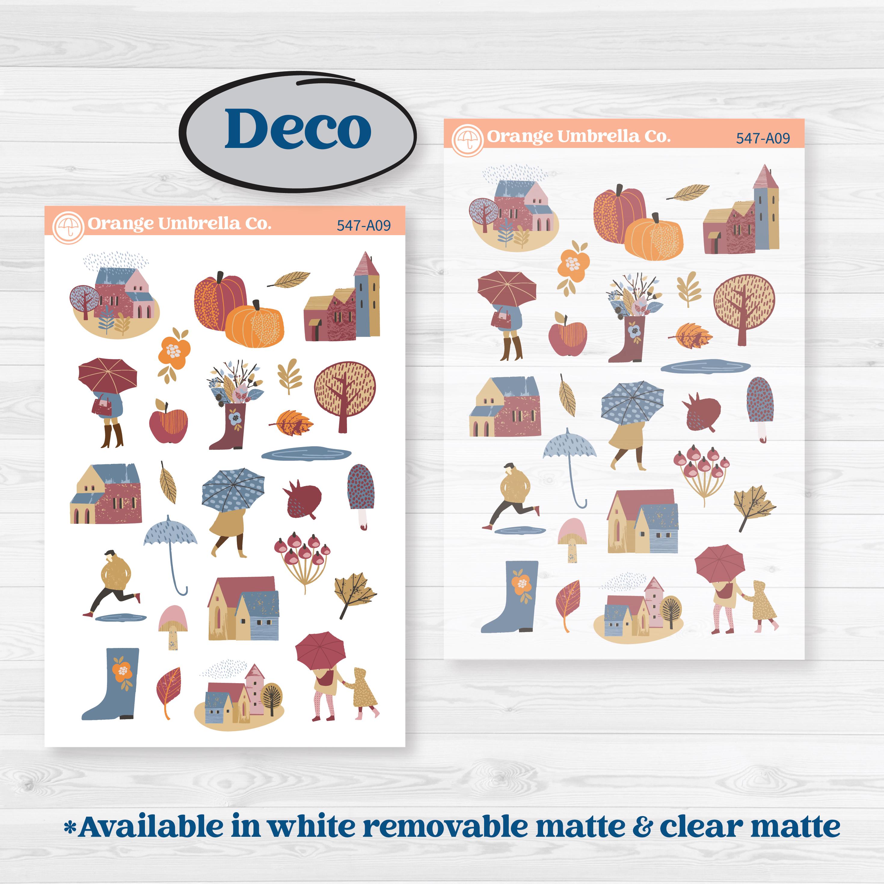 Rainy Autumn Kit | Weekly Sticker Kit for Vertical Planners like Erin Condren | Rain Fall | KIT-547-A