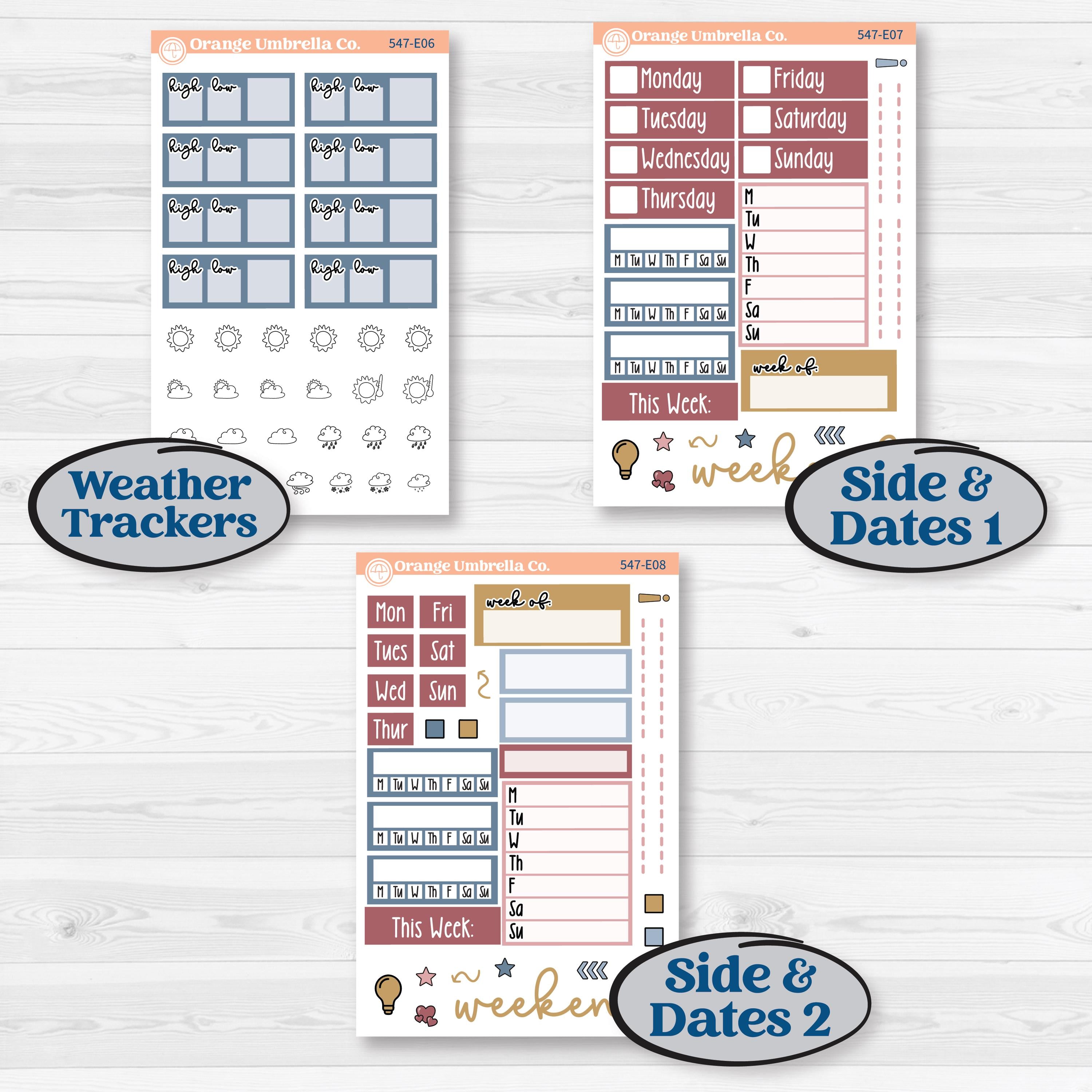 Rainy Autumn Kit | Hobonichi Cousin Weekly & Daily Planner Kit Stickers | Rain Fall | KIT-547-E