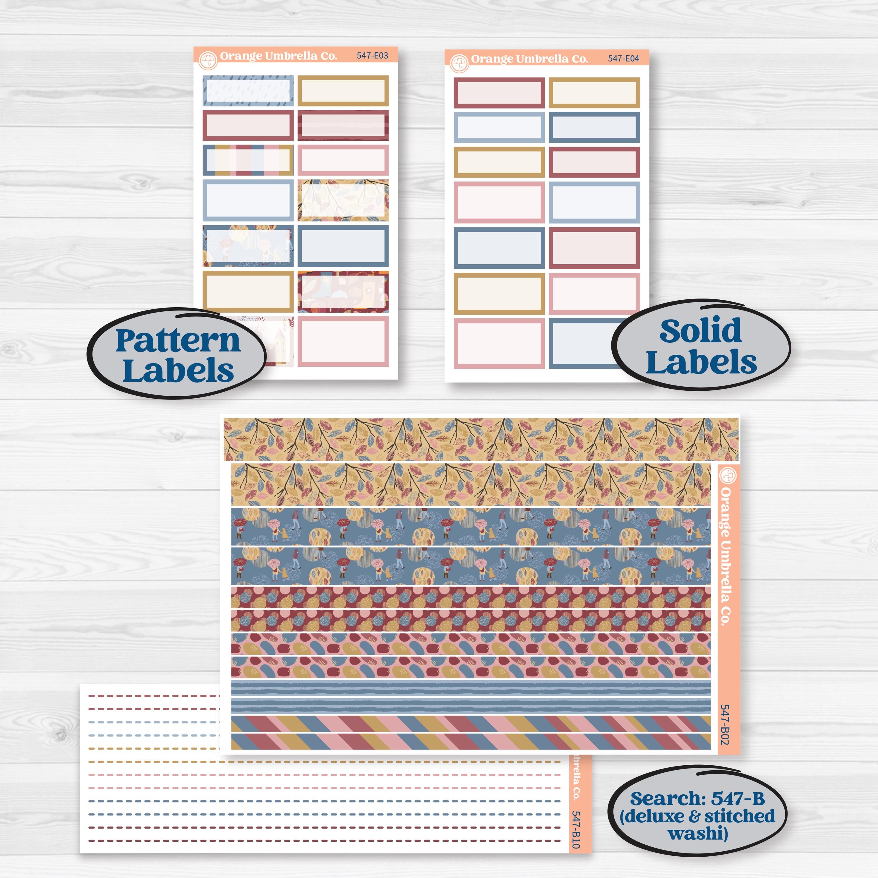 Rainy Autumn Kit | Hobonichi Cousin Weekly & Daily Planner Kit Stickers | Rain Fall | KIT-547-E