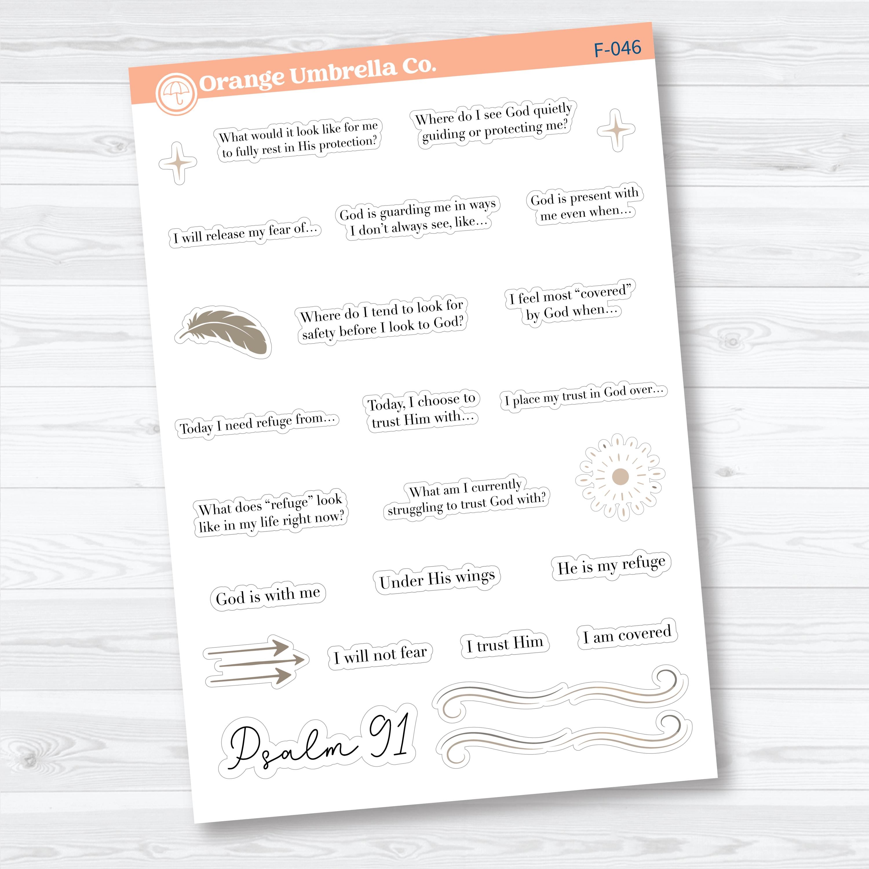 Psalm 91 Bible Study Planner Stickers | Faith Journaling Stickers | F-045-047