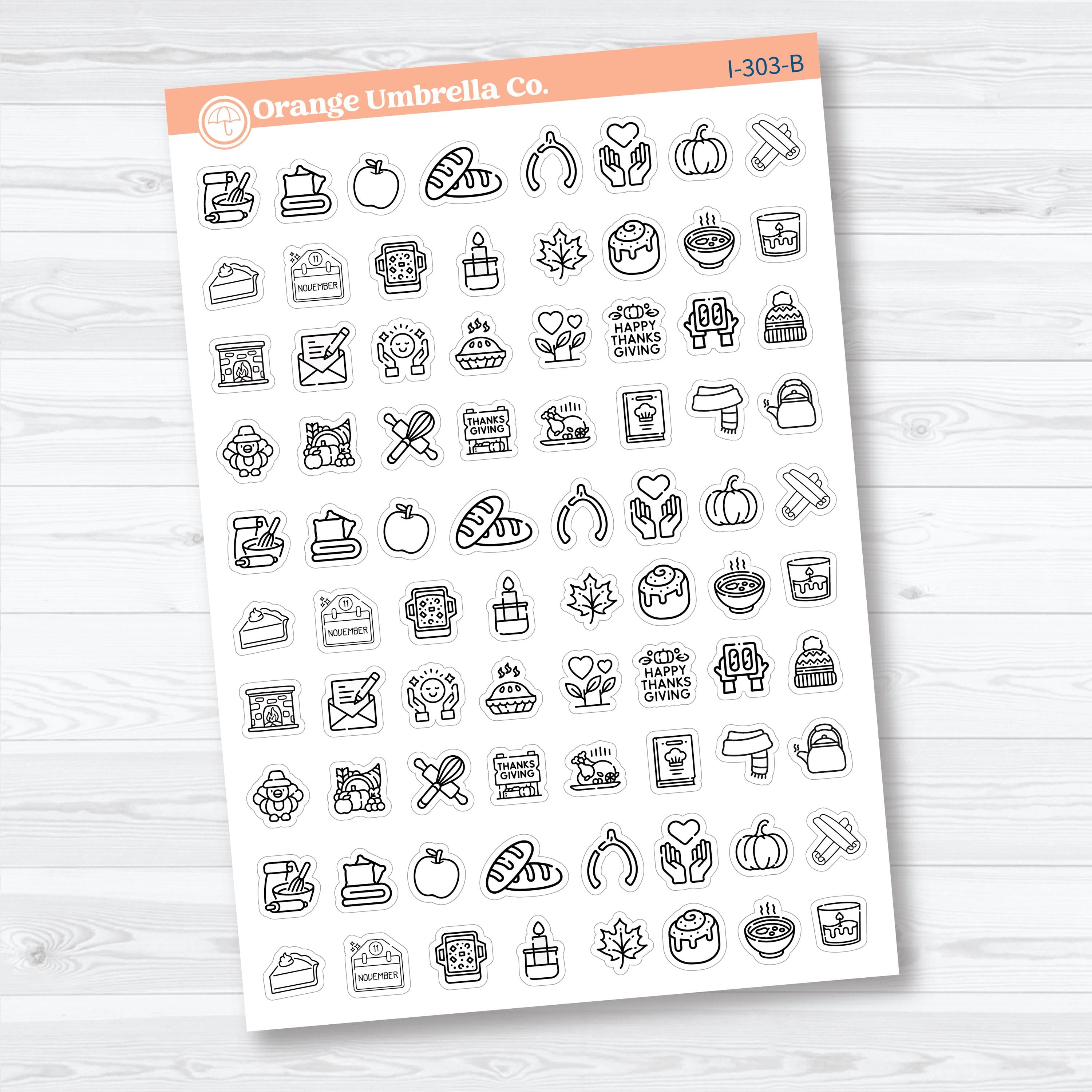 Thanksgiving Planner Icons | November Holiday Stickers | I-303