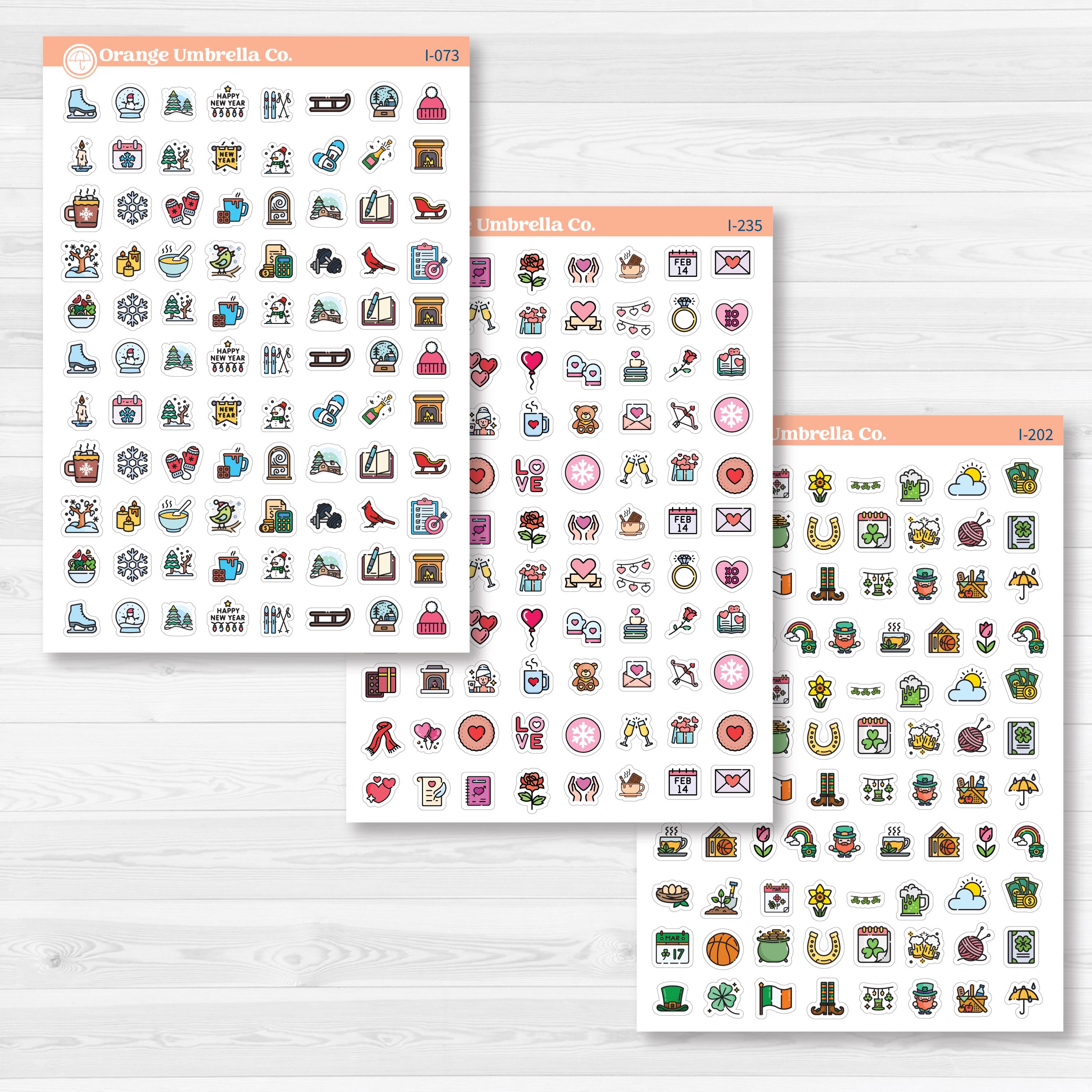 Monthly Holiday Planner Icons Bundle | Year Round Planner Stickers | BU-264