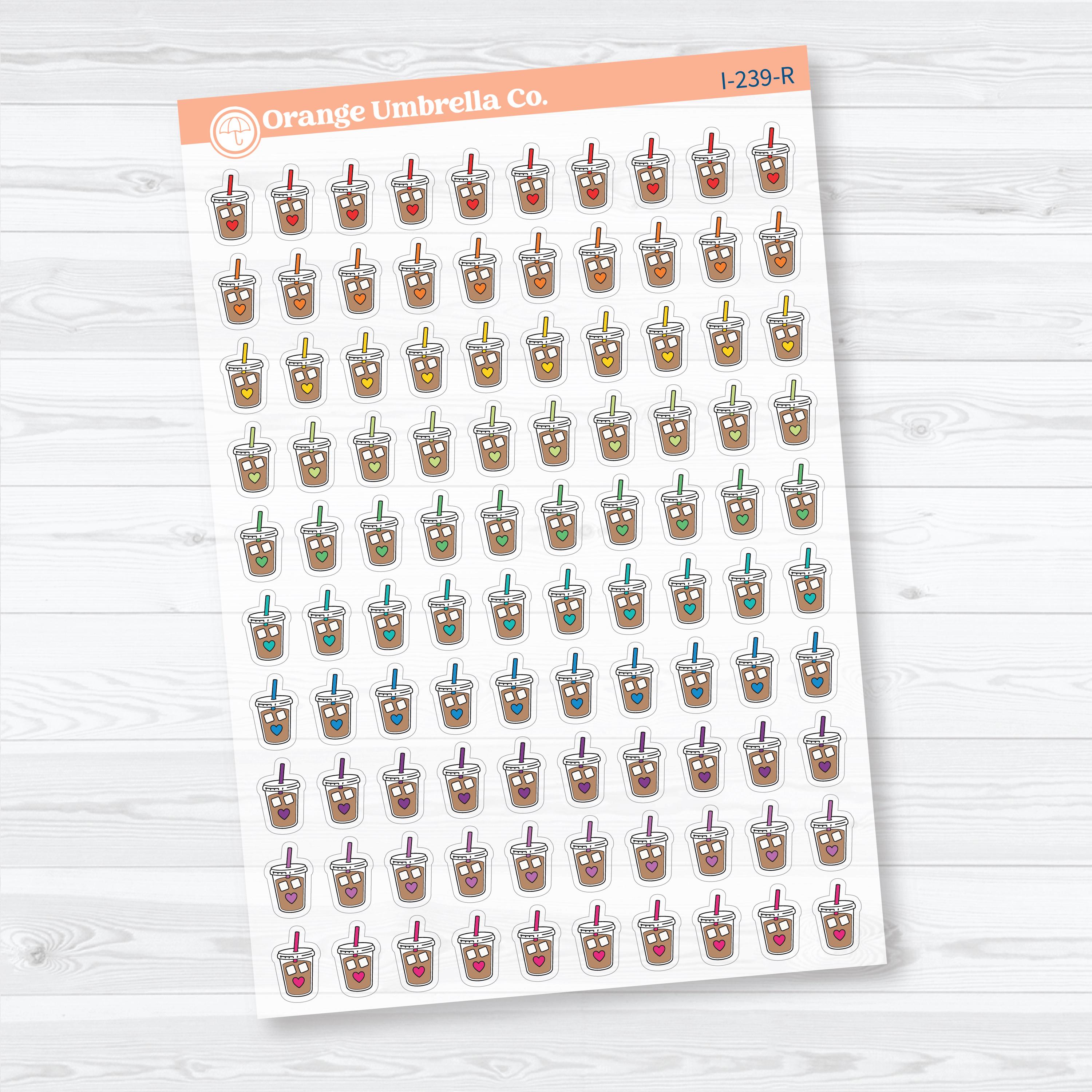 Iced Coffee Icons Clear Matte | Coffee Planner Stickers | I-239-CM
