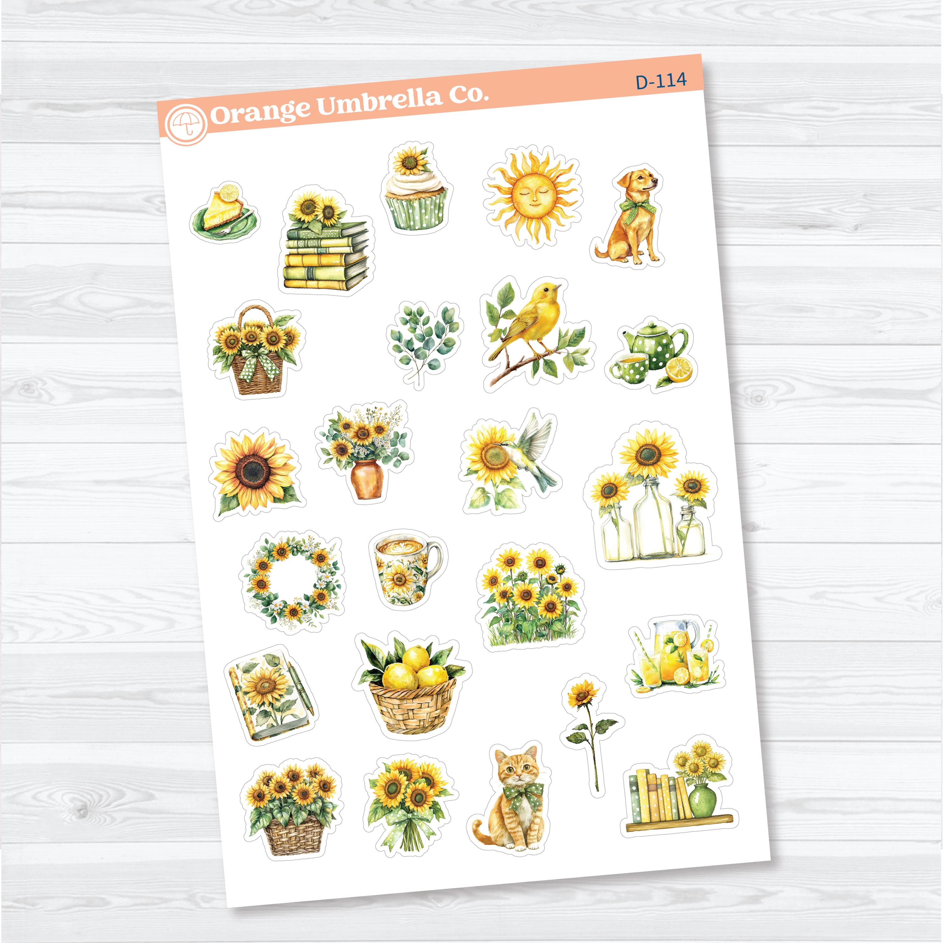 Sun Blooms Sunflower Decorative Stickers | Planner Stickers | D-113-114