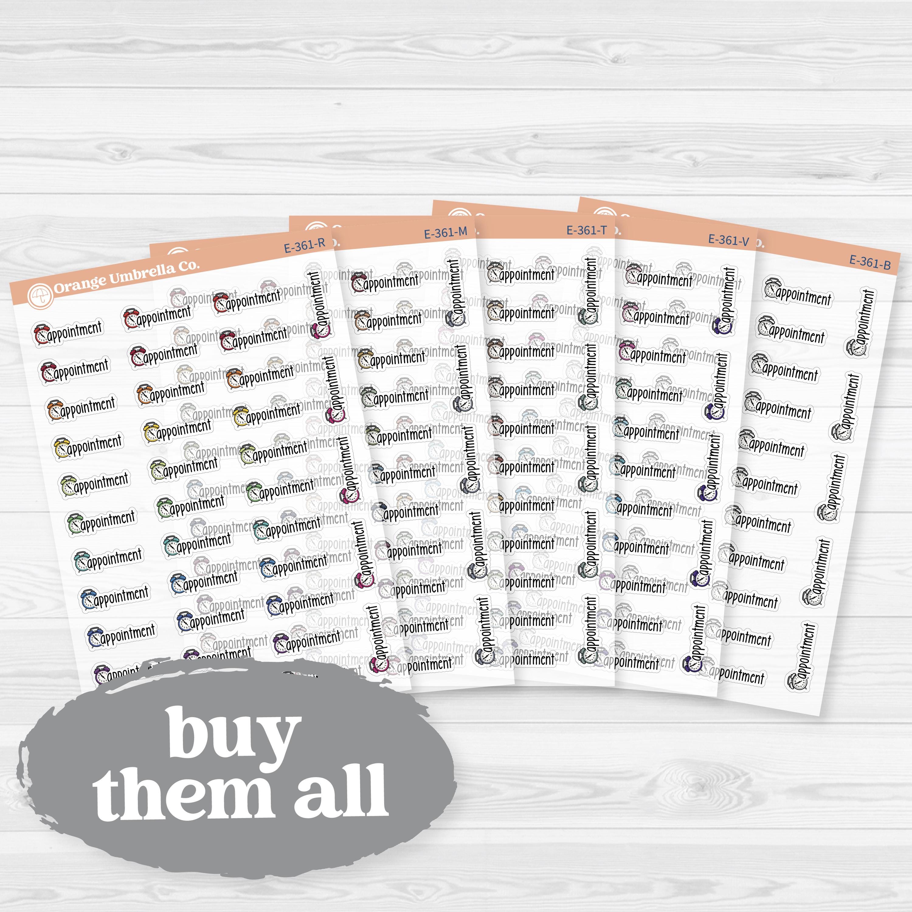 Appointment Doodled Event Labels Clear Matte | Planner Stickers F18 | E-361-CM