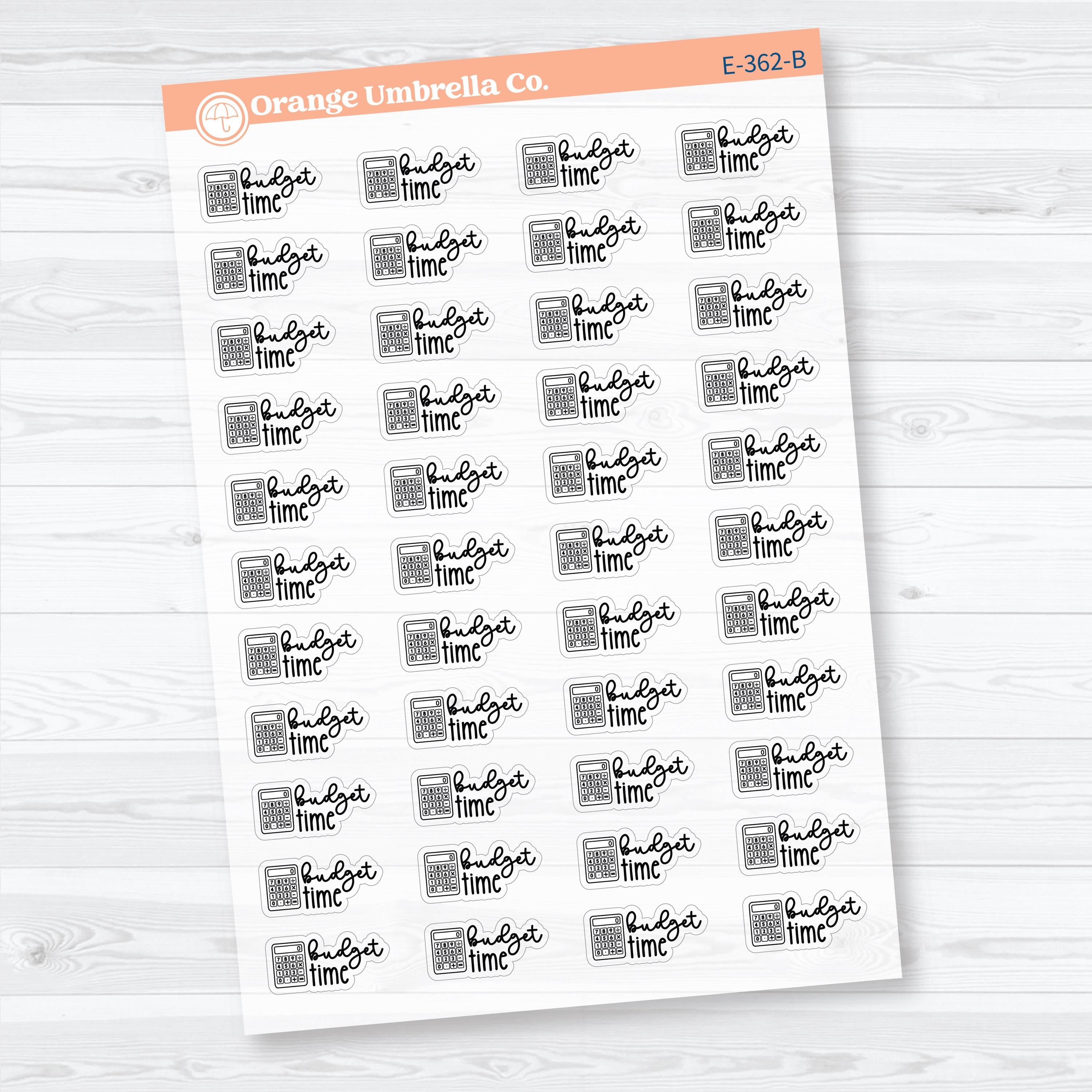 Budget Time Doodled Event Labels Clear Matte | Planner Stickers F18 | E-362-CM