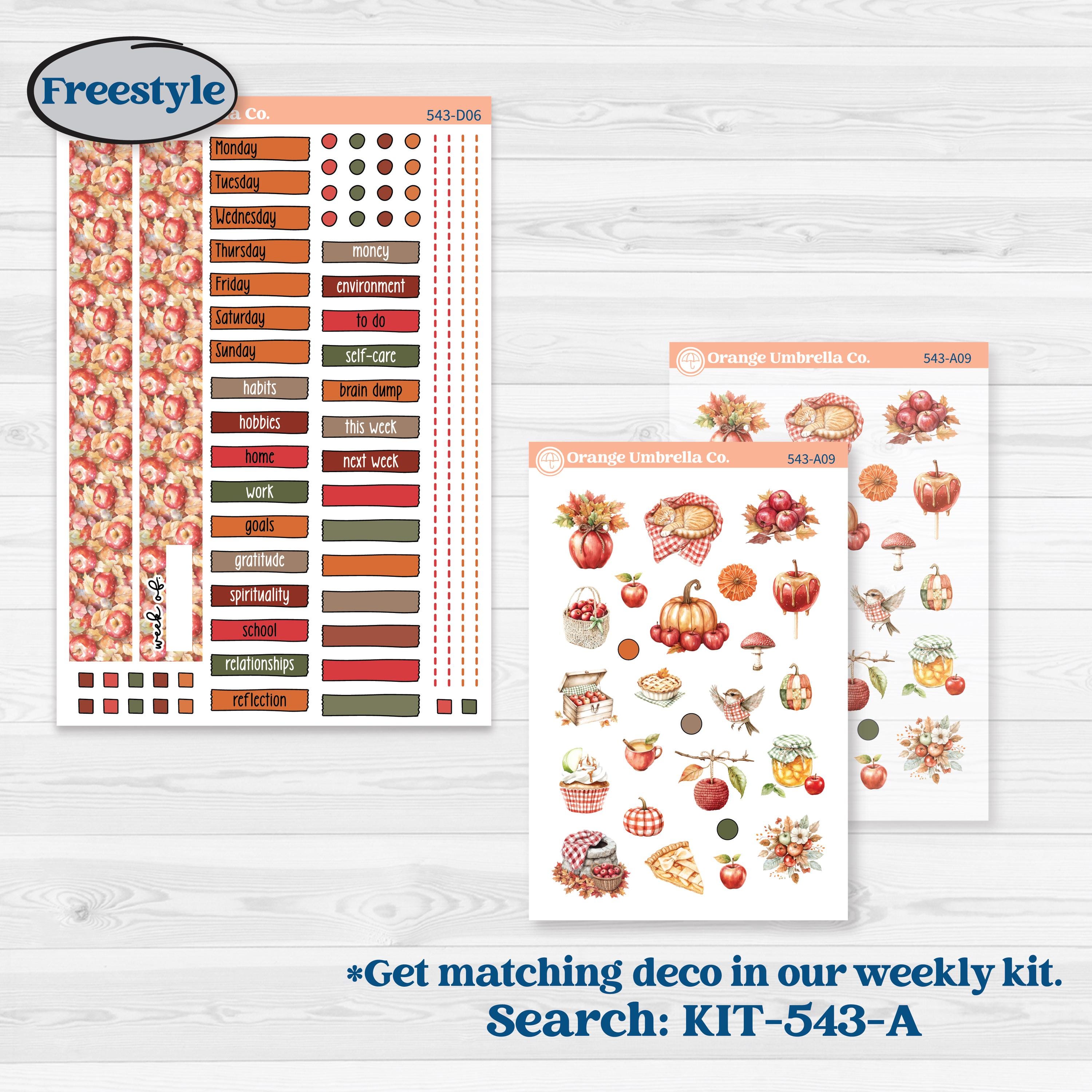 Apple Harvest Planner Kit | Journaling or Scrapbooking Kit | Creative Junk Journal Planner Stickers | Apple Crisp | KIT-543-D