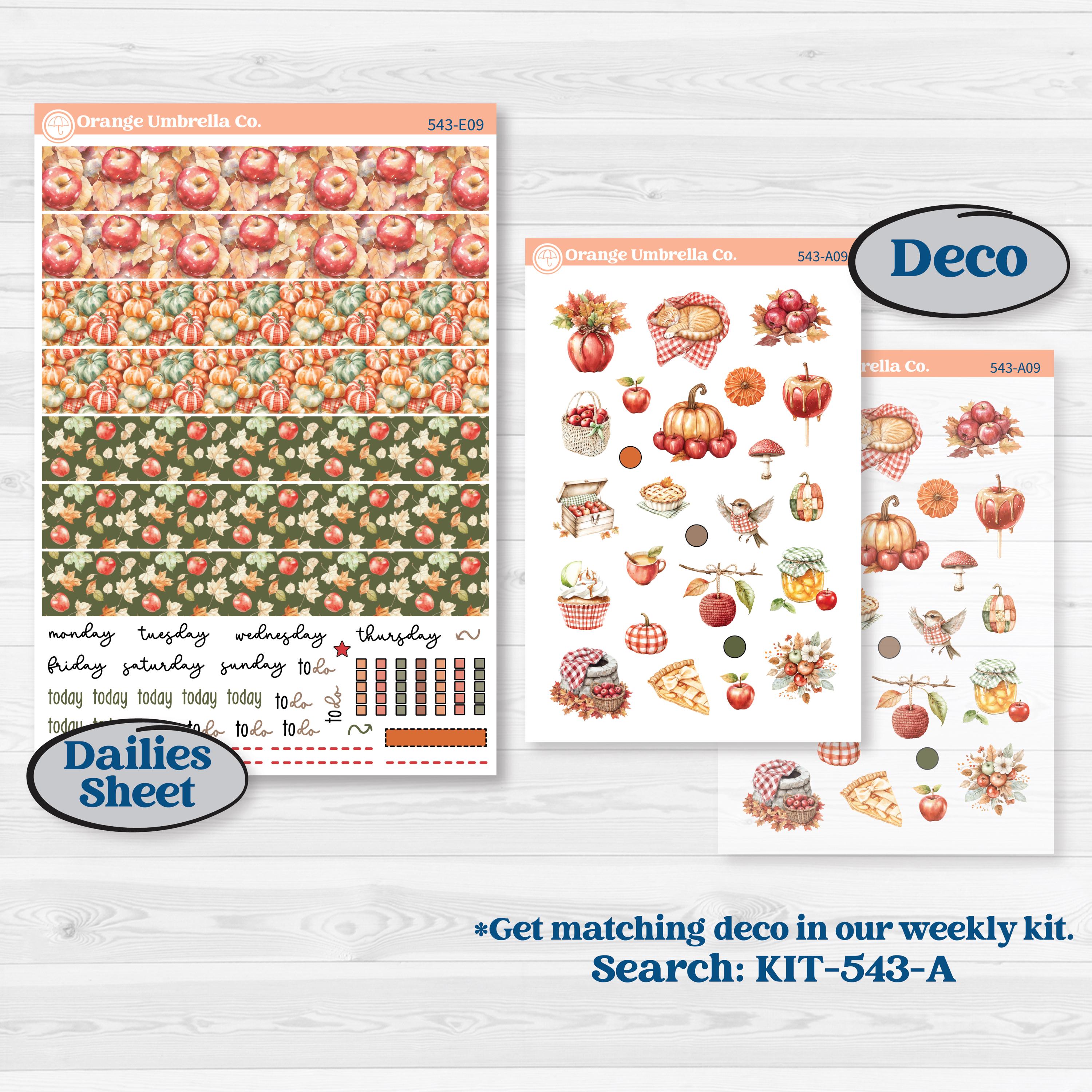 Apple Harvest Planner Kit | Hobonichi Cousin Weekly & Daily Planner Kit Stickers | Apple Crisp | KIT-543-E