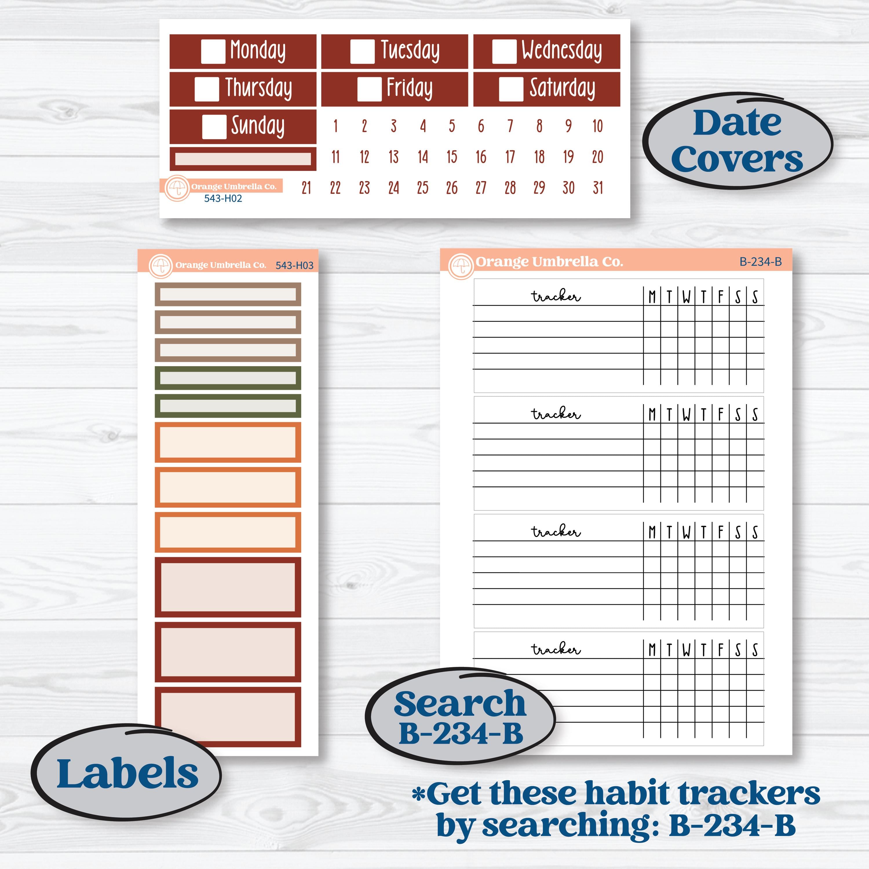 Apple Harvest Planner Kit | Plum Vertical Priorities 7x9 Planner Kit Stickers | Apple Crisp | KIT-543-H