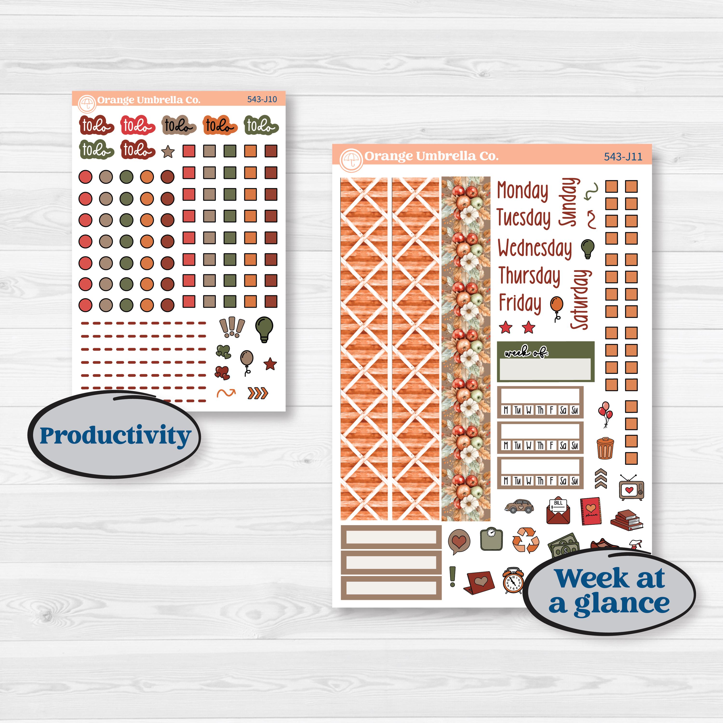 Apple Harvest Planner Kit | A5 Daily Duo Planner Kit Stickers | Apple Crisp | KIT-543-J