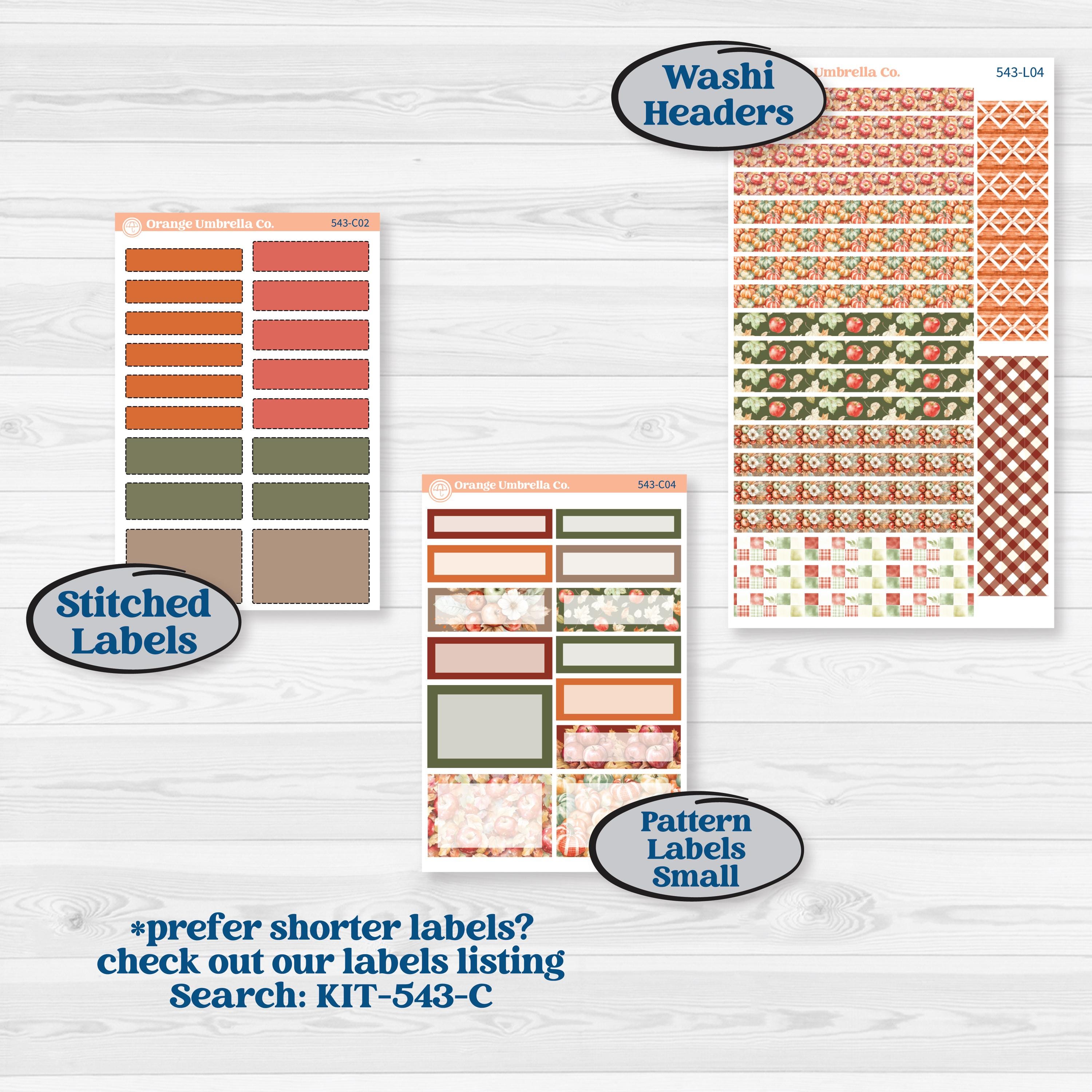 Apple Harvest Planner Kit | 7x9 Plum Daily Planner Kit Stickers | Apple Crisp | KIT-543-L