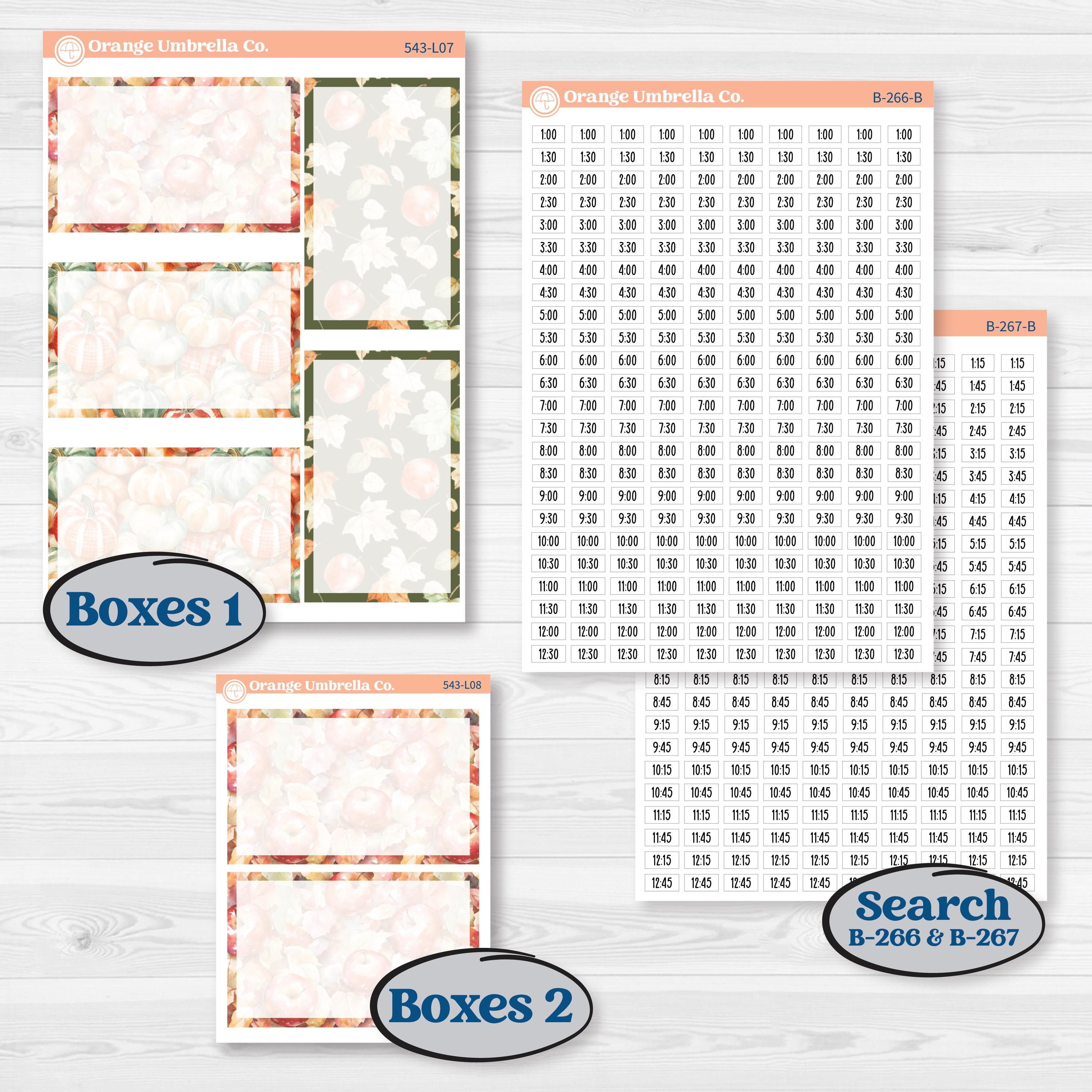 Apple Harvest Planner Kit | 7x9 Plum Daily Planner Kit Stickers | Apple Crisp | KIT-543-L