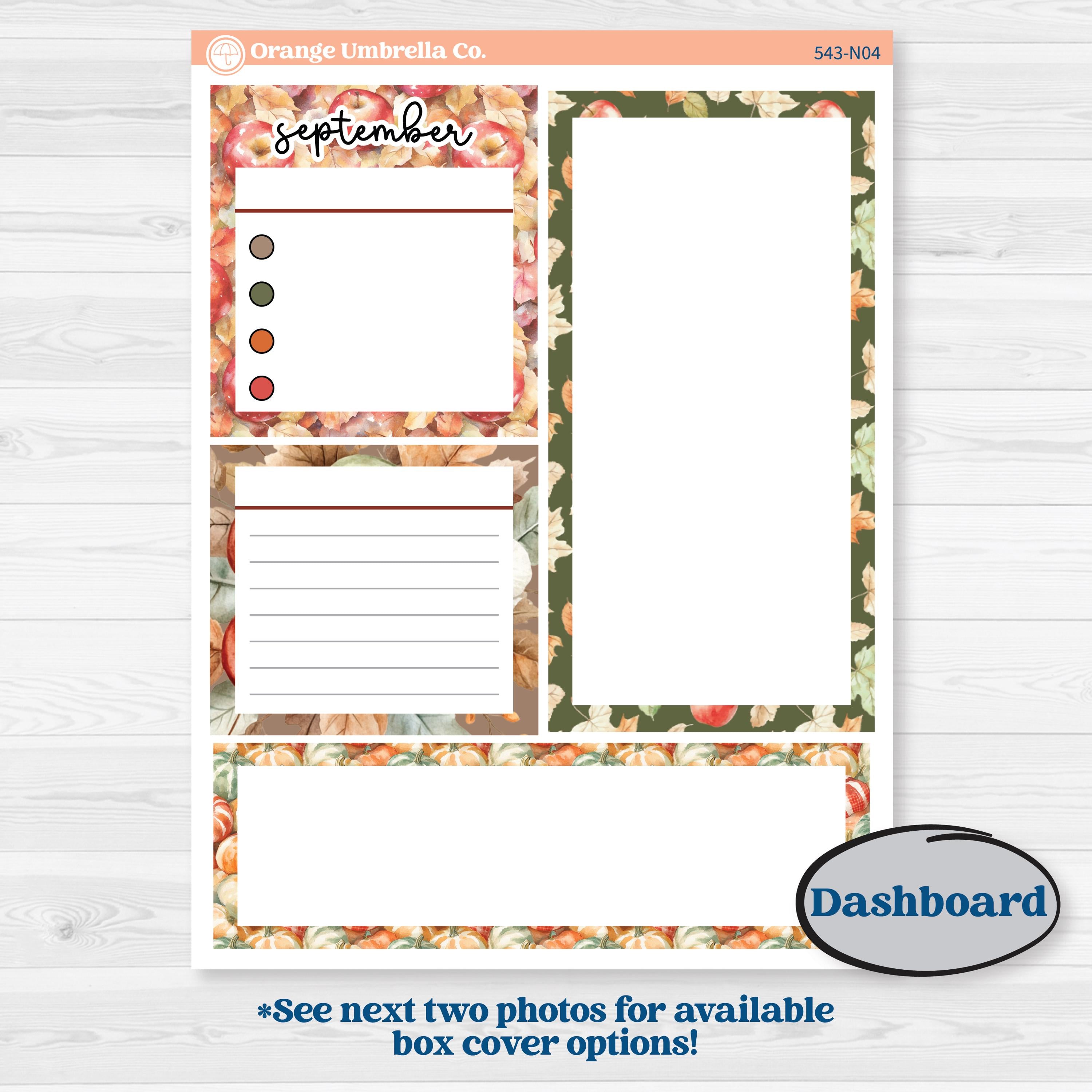 Apple Harvest Planner Kit | 7x9 Erin Condren Life Planner Monthly & Dashboard Sticker Kit | Apple Crisp | KIT-543-N