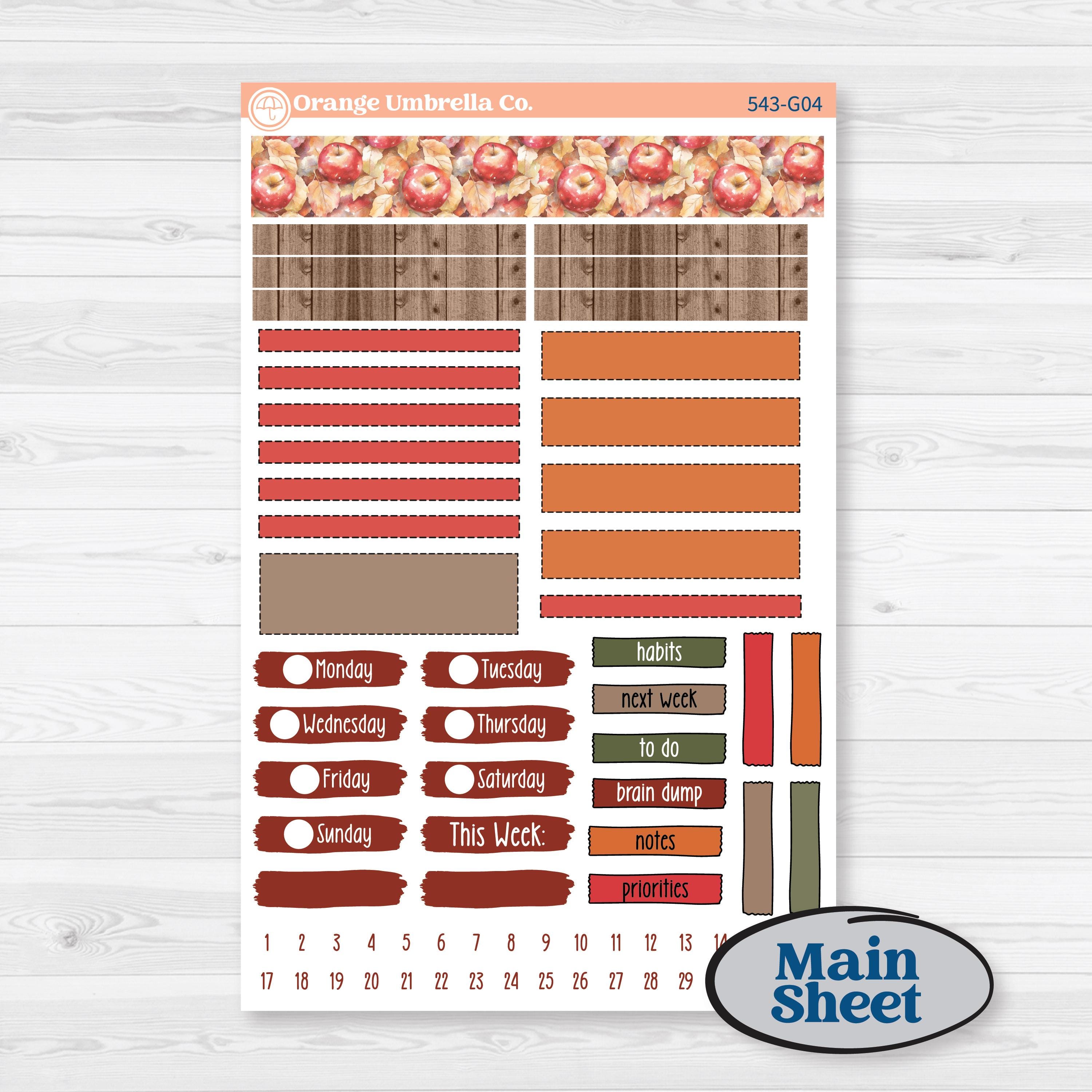 Apple Harvest Planner Kit | Erin Condren A5 Weekly Dashboard Planner Kit Stickers | Apple Crisp | KIT-543-G4