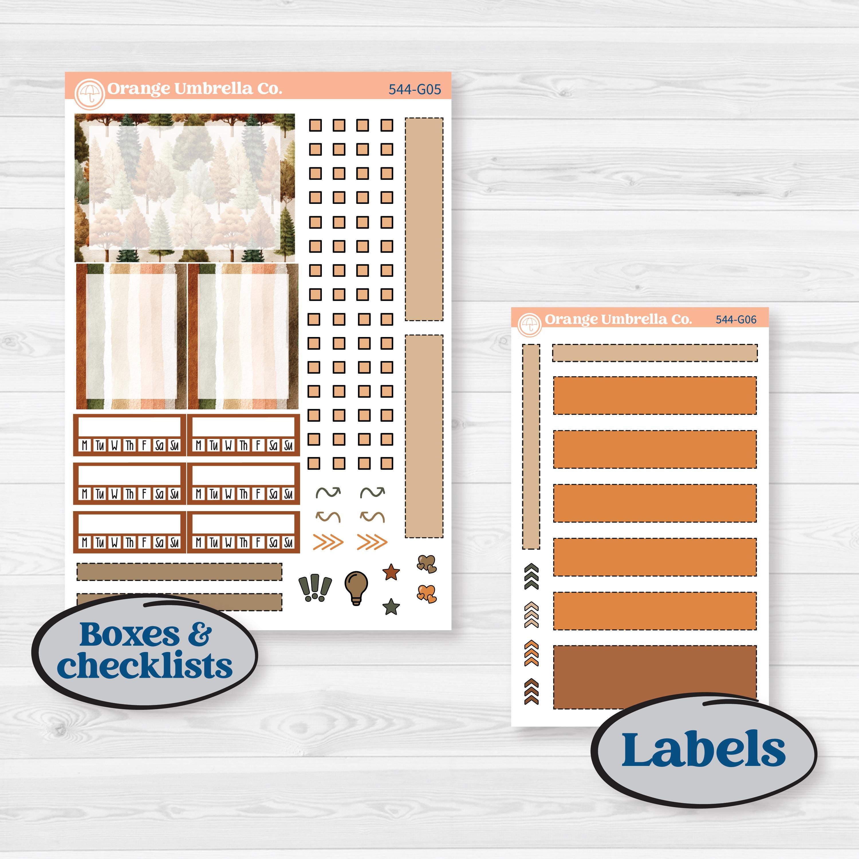Autumn Woodland Planner Kit | Erin Condren A5 Weekly Dashboard Planner Kit Stickers | Autumn Stroll | KIT-544-G4