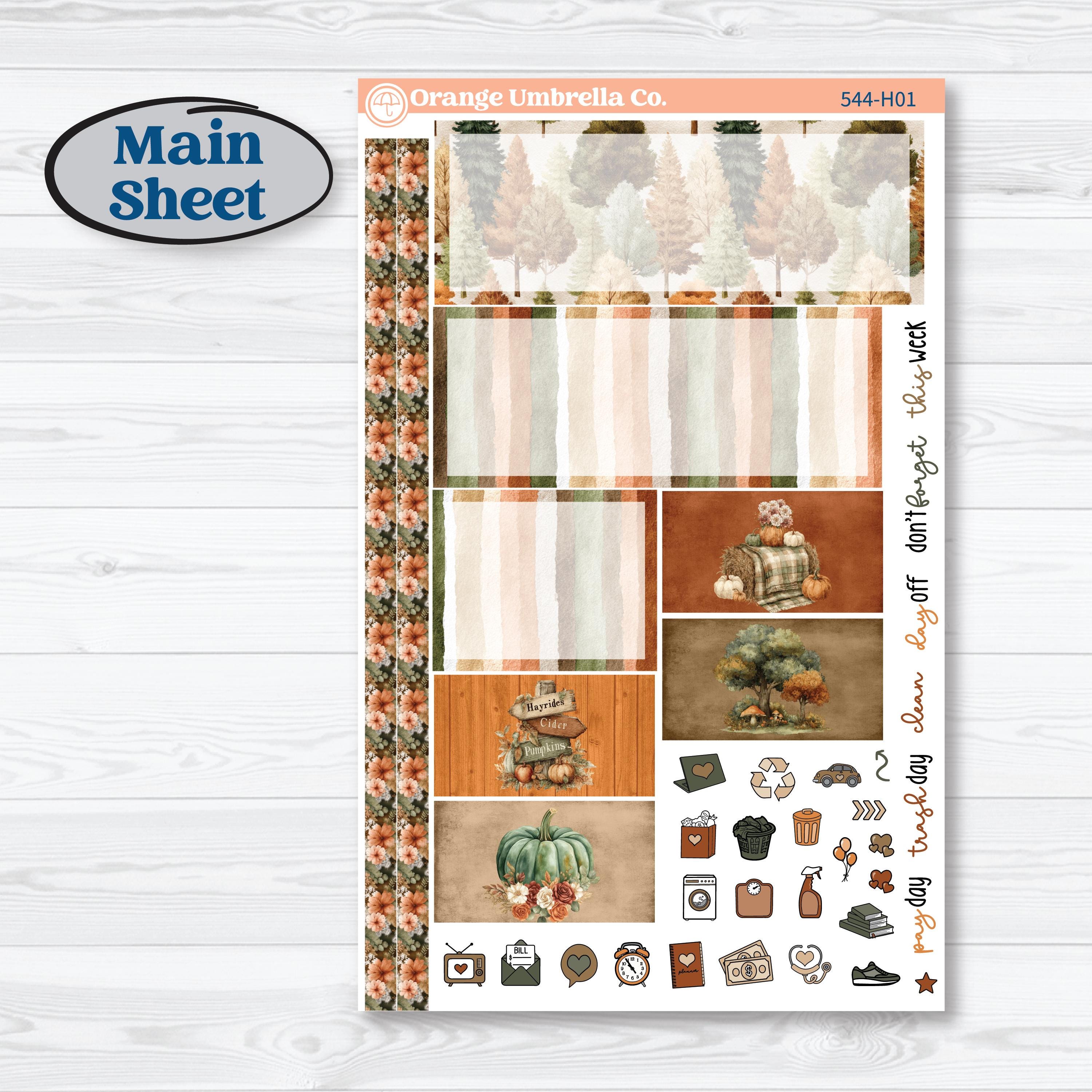 Autumn Woodland Planner Kit | Plum Vertical Priorities 7x9 Planner Kit Stickers | Autumn Stroll | KIT-544-H