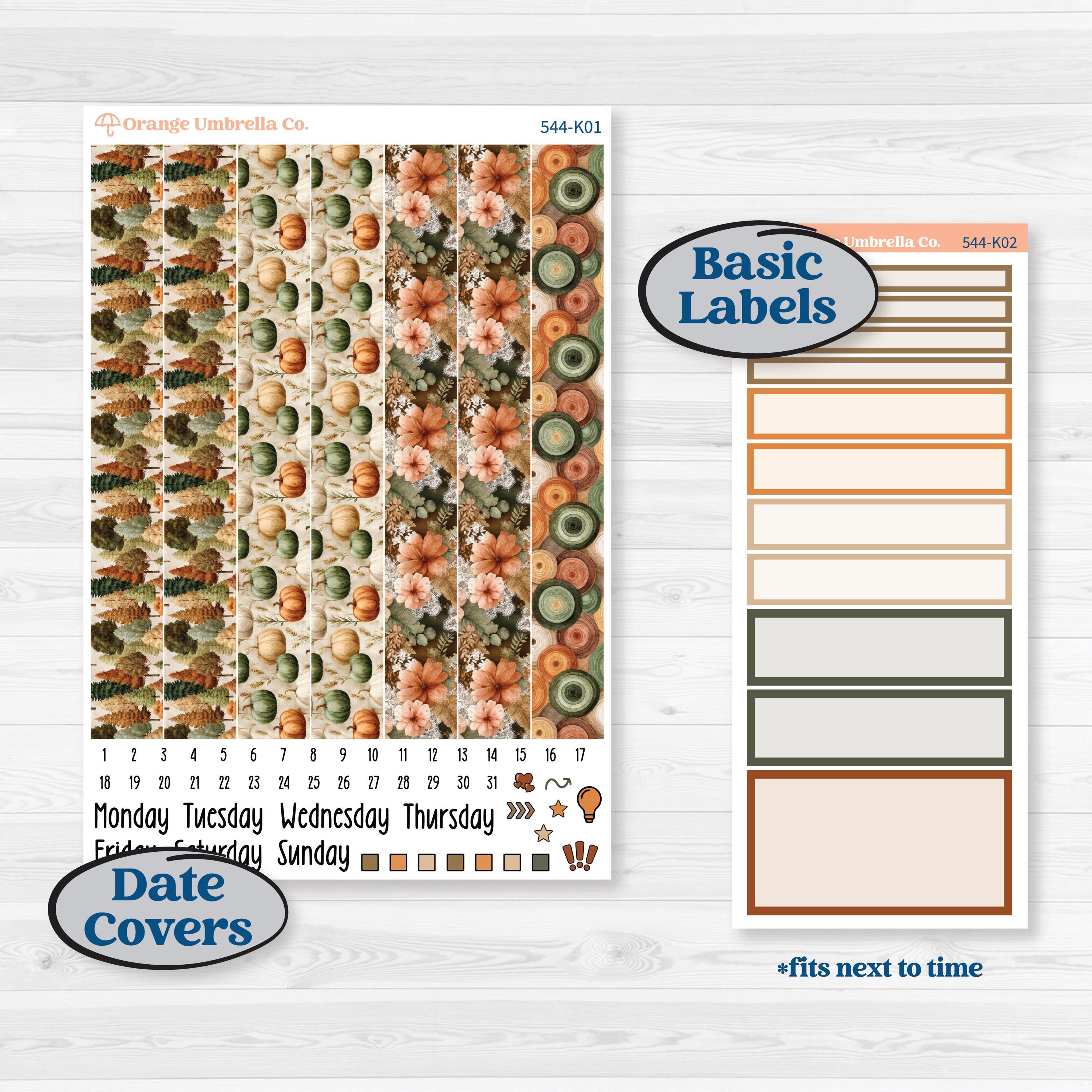 Autumn Woodland Planner Kit | 7x9 Erin Condren Daily Duo Planner Kit Stickers | Autumn Stroll | KIT-544-K