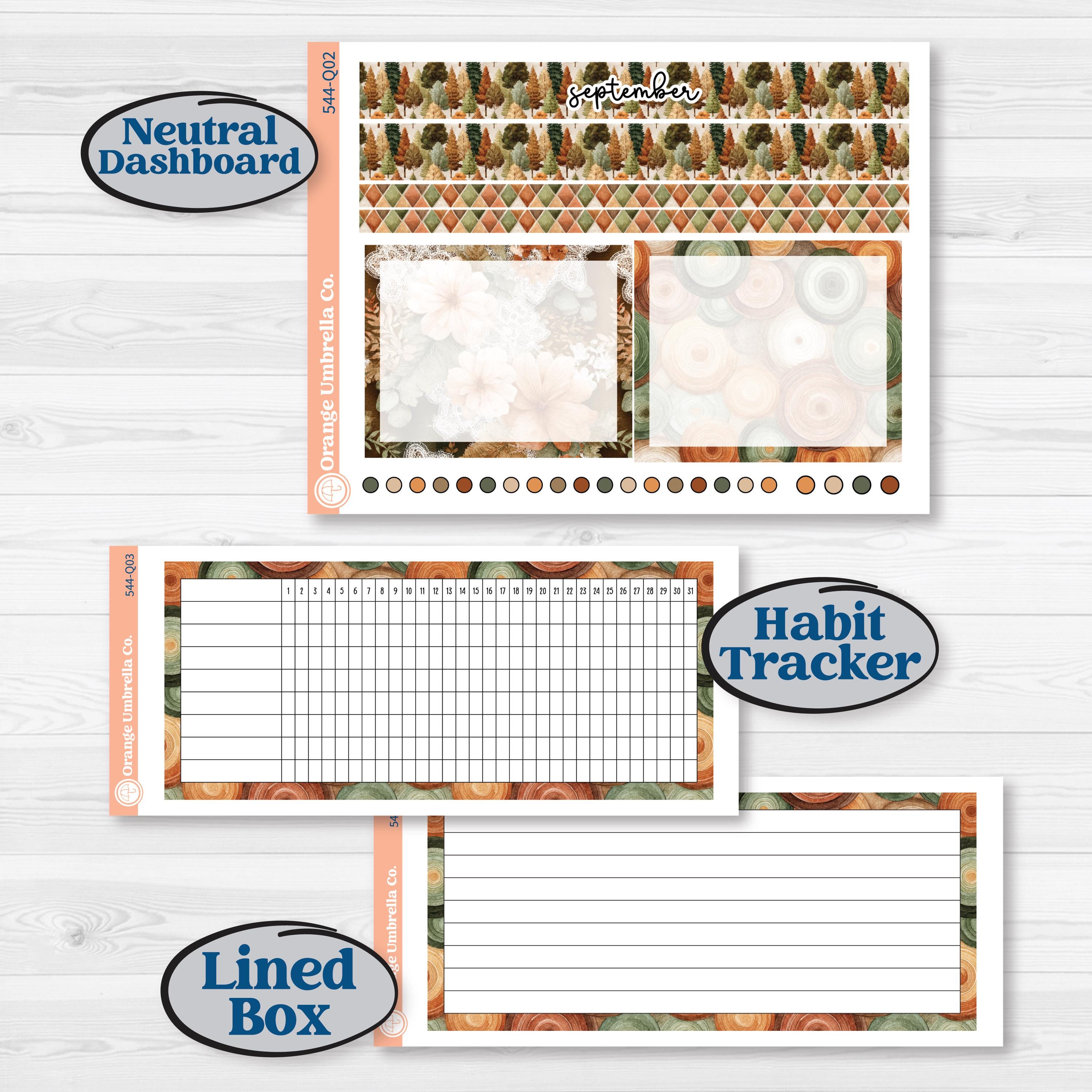 Autumn Woodland Planner Kit | 7x9 Plum Monthly & Dashboard Planner Kit Stickers | Autumn Stroll | KIT-544-Q