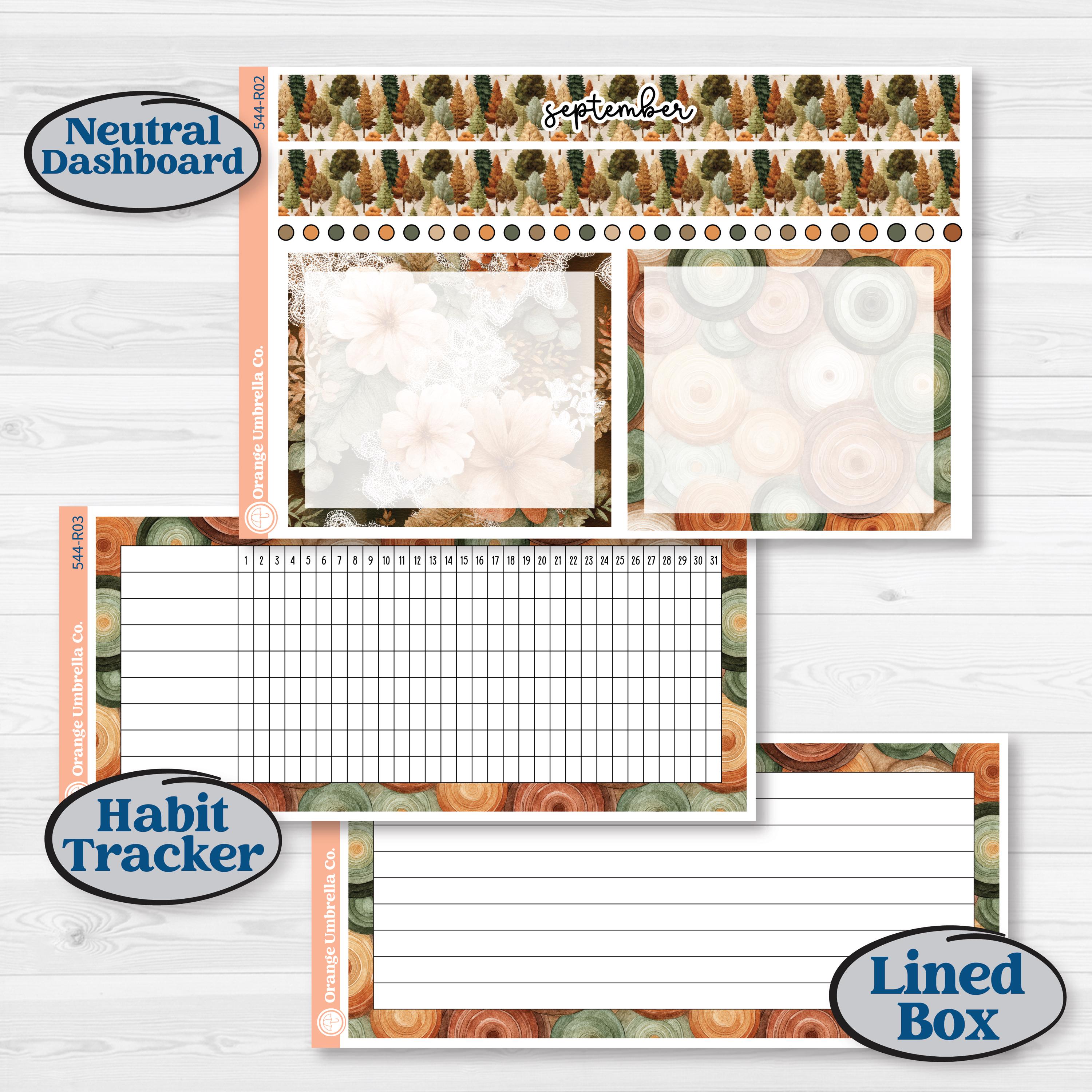 Autumn Woodland Planner Kit | 8.5x11 Plum Monthly & Dashboard Planner Kit Stickers | Autumn Stroll | KIT-544-R