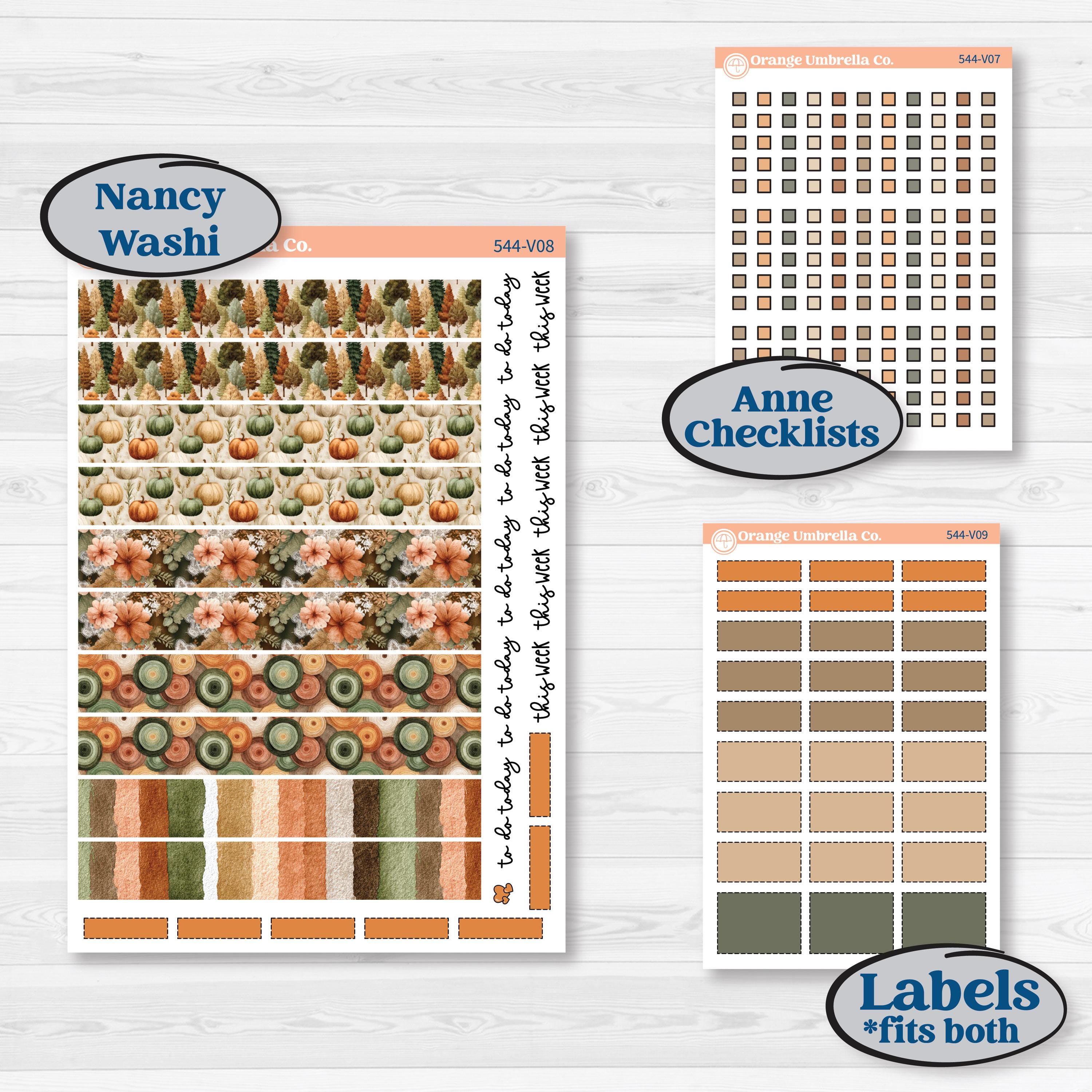 Autumn Woodland Planner Kit | Laurel Denise Nancy Large & Anne Large Planner Kit Stickers | Autumn Stroll | KIT-544-V
