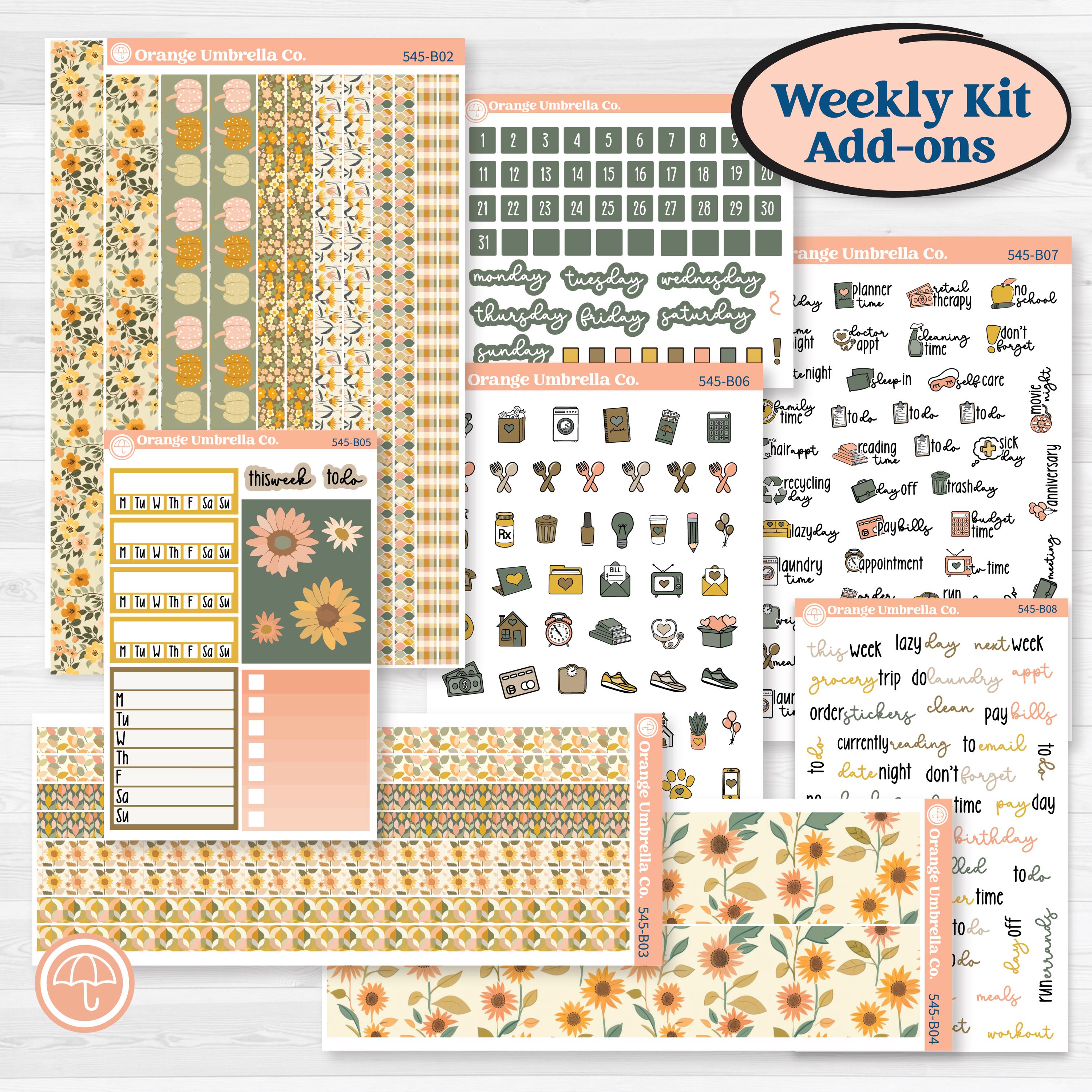 Pumpkin Patch Stickers | Weekly Add-On Planner Kit Stickers | Oh My Gourd | KIT-545-B