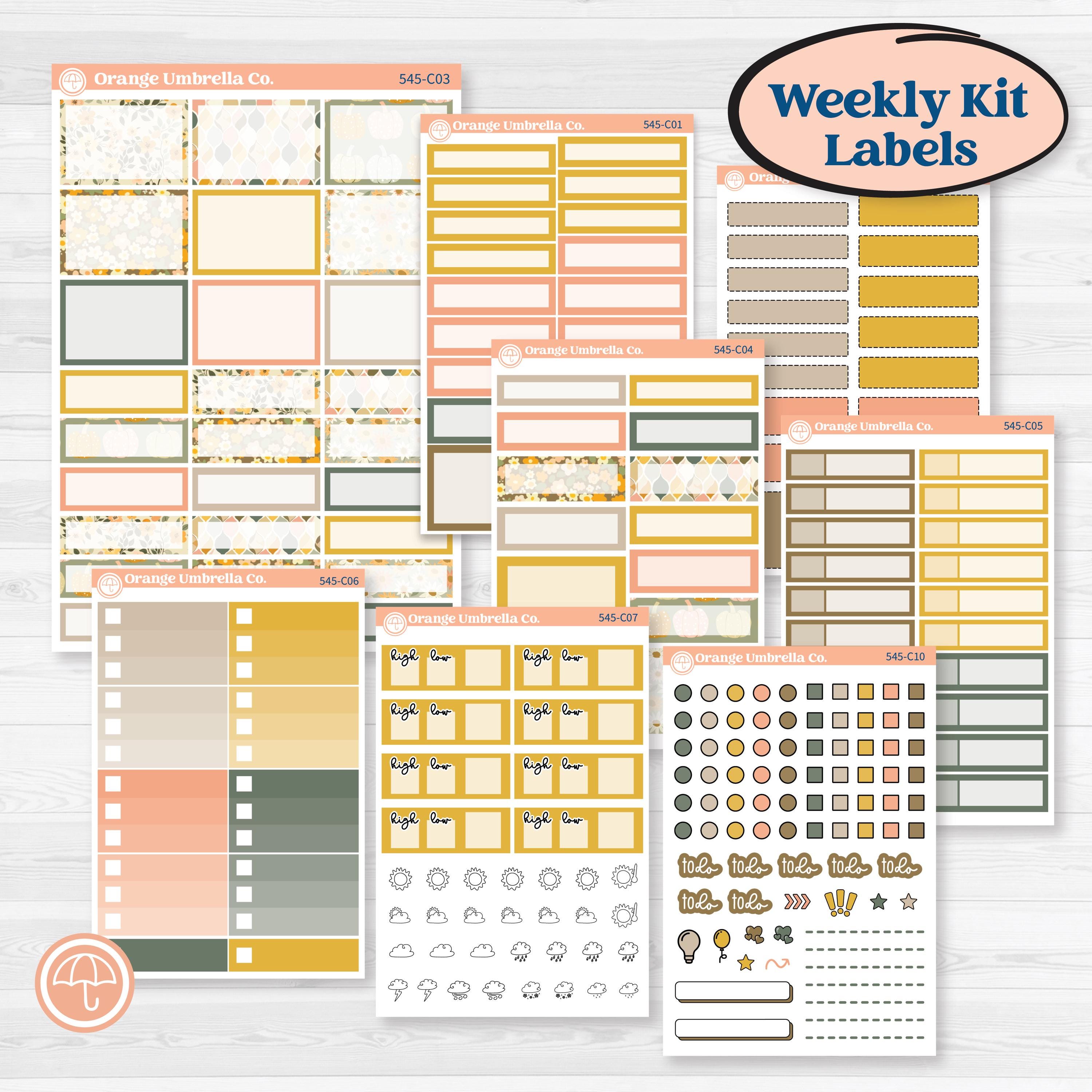 Pumpkin Patch Stickers | Weekly Add-On Labels Planner Kit Stickers | Oh My Gourd | KIT-545-C