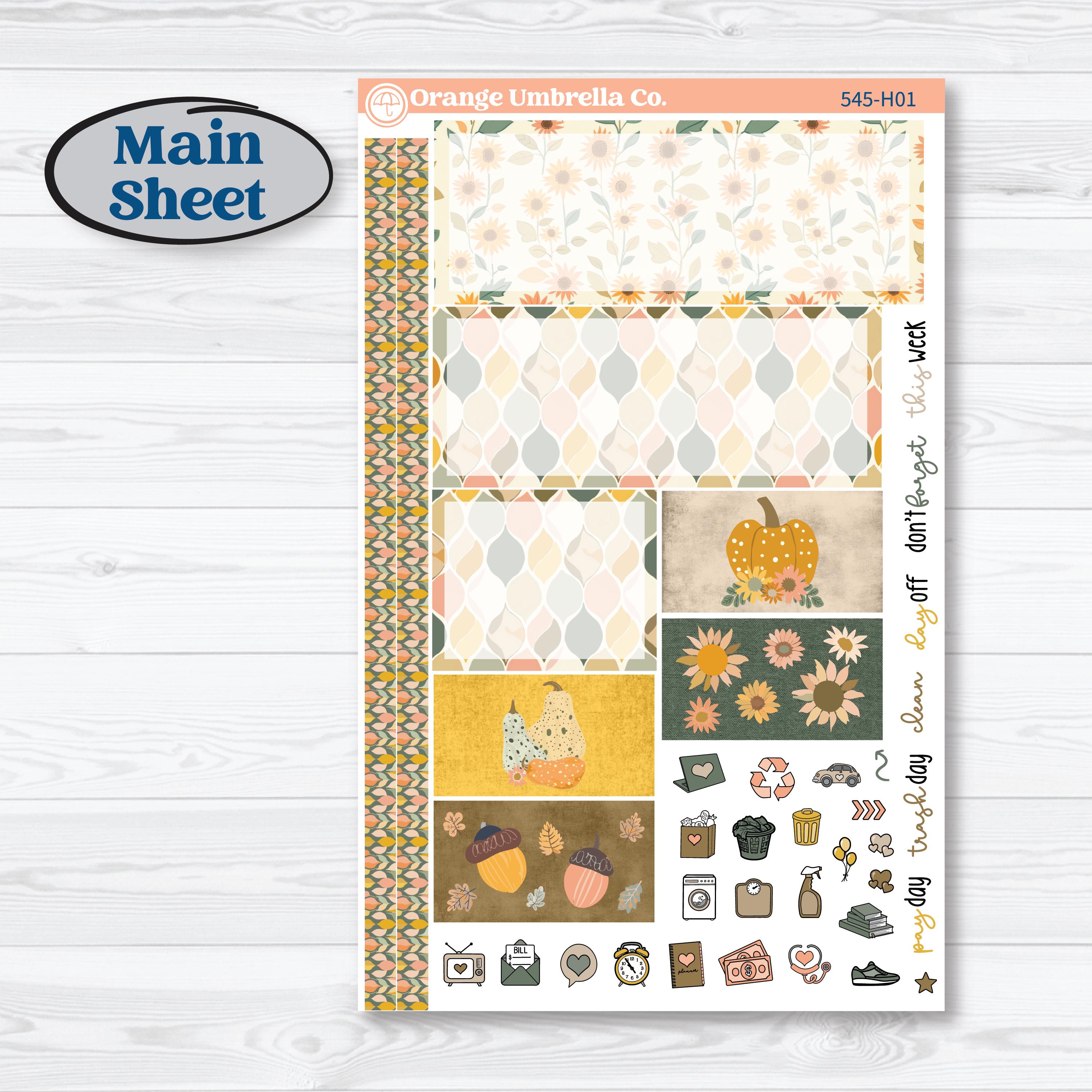 Pumpkin Patch Stickers | Plum Vertical Priorities 7x9 Planner Kit Stickers | Oh My Gourd | KIT-545-H