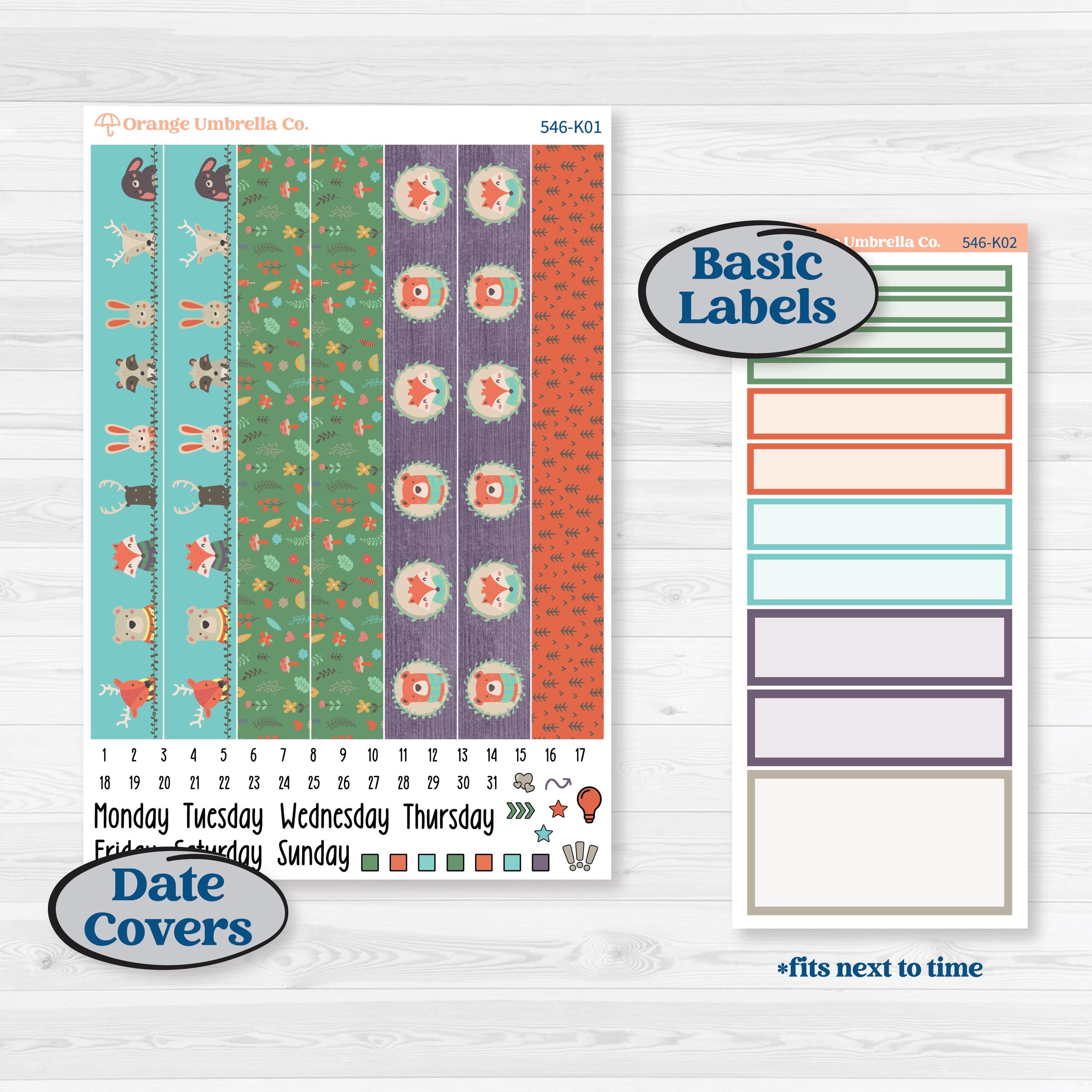 Woodland Animals Kit | 7x9 Erin Condren Daily Duo Planner Kit Stickers | Forest Fluffs | KIT-546-K