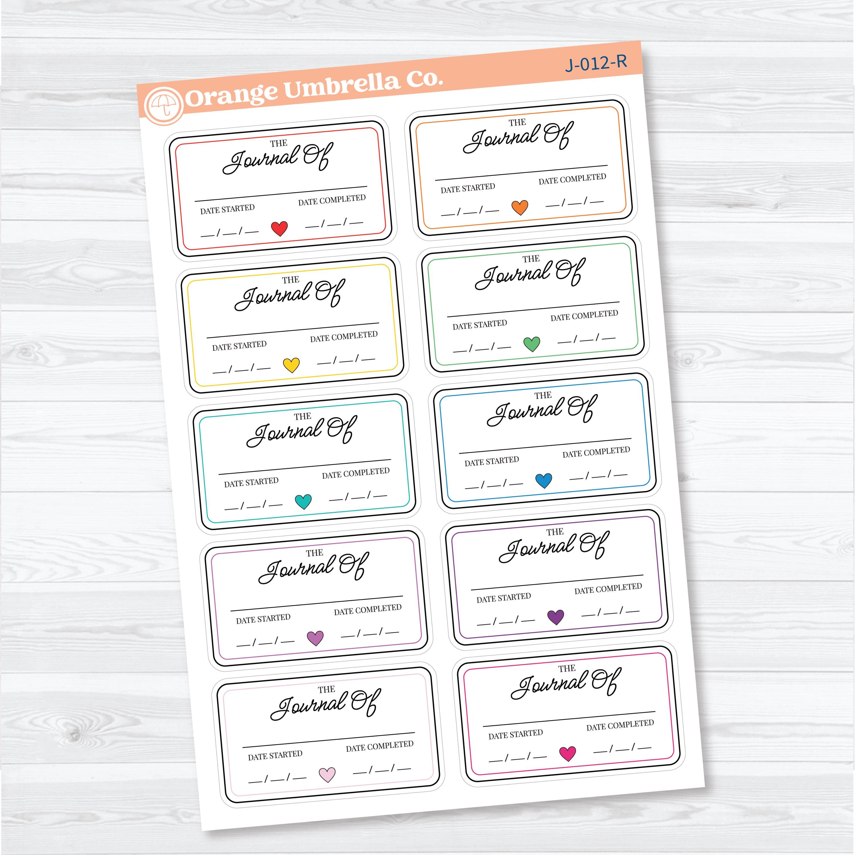 The Journal Of Bookplate Stickers | Reading Journal Planner Stickers | J-012