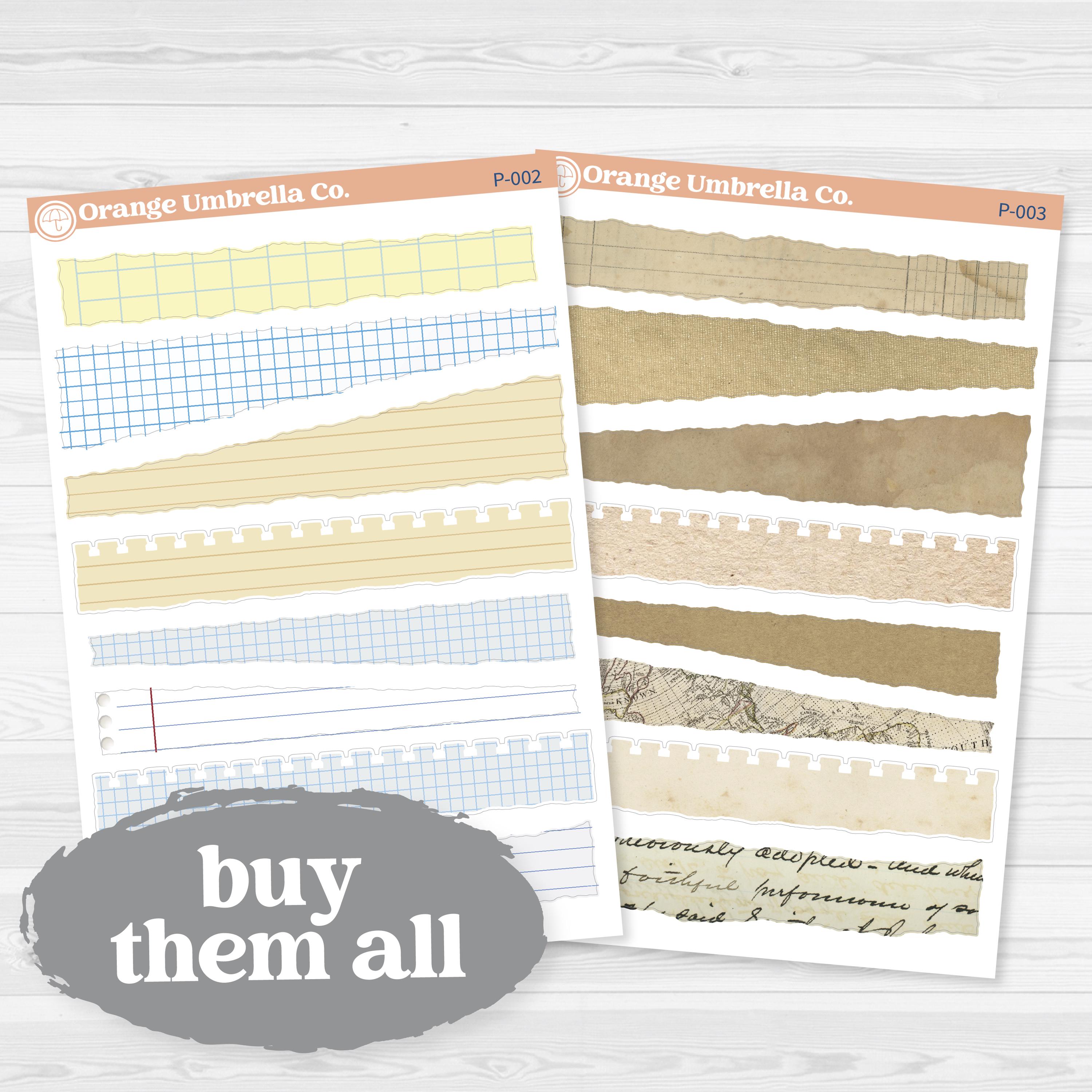 Torn Paper Pieces Ephemera | Journaling Planner Stickers | P-002-003