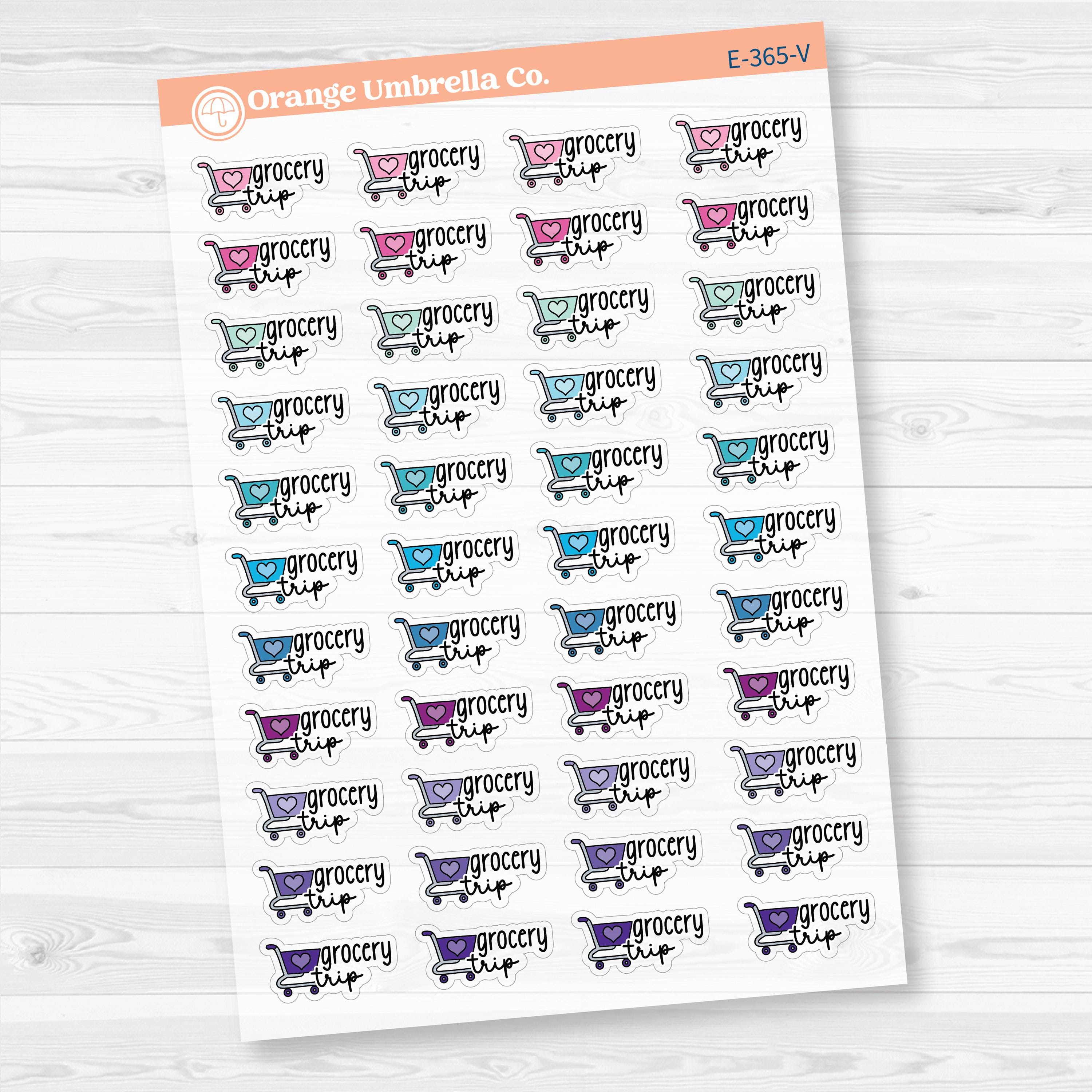 Grocery Trip Event Labels | Clear Matte Shopping Planner Stickers | E-365-CM